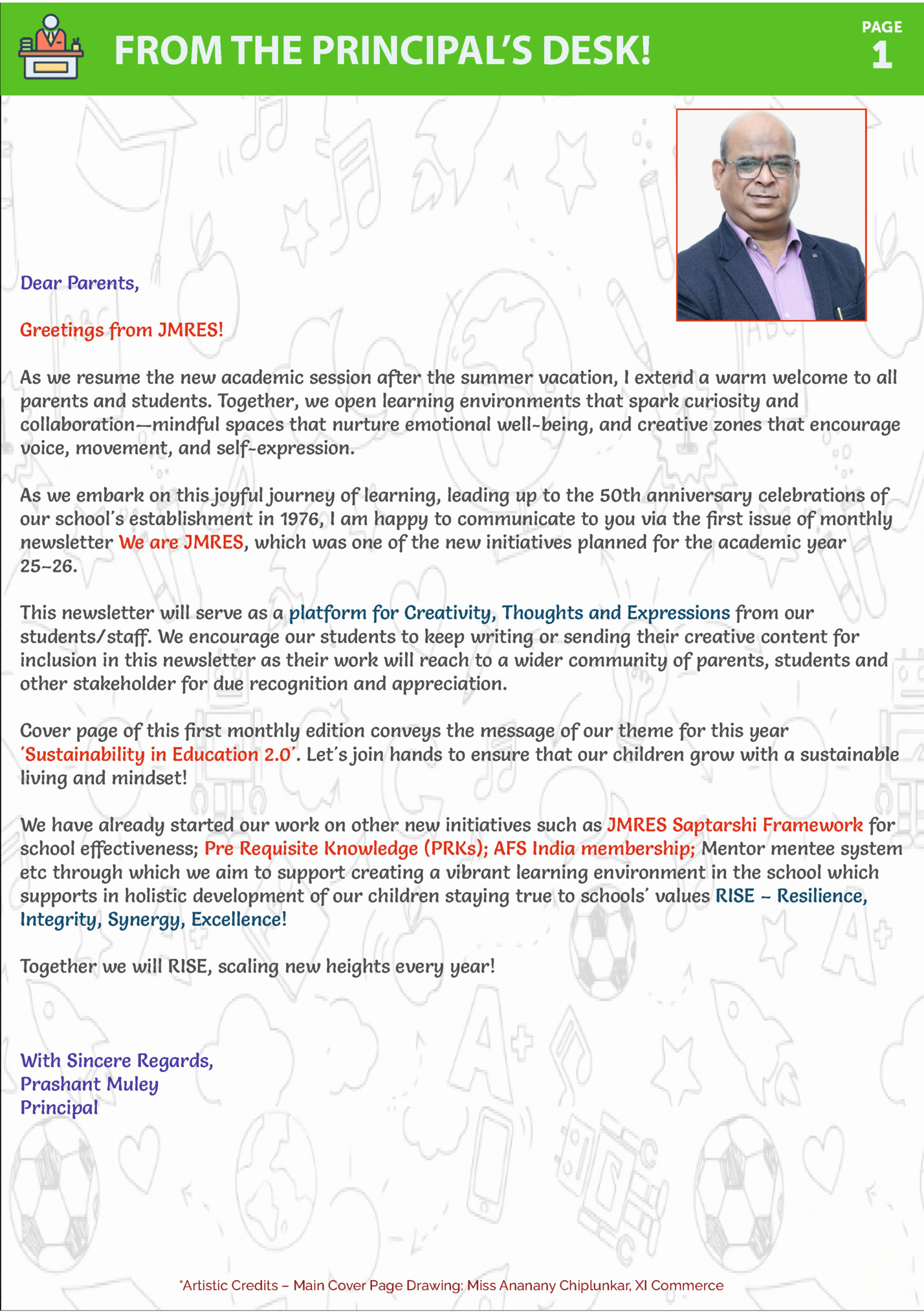 FROM THE PRINCIPAL S DESK