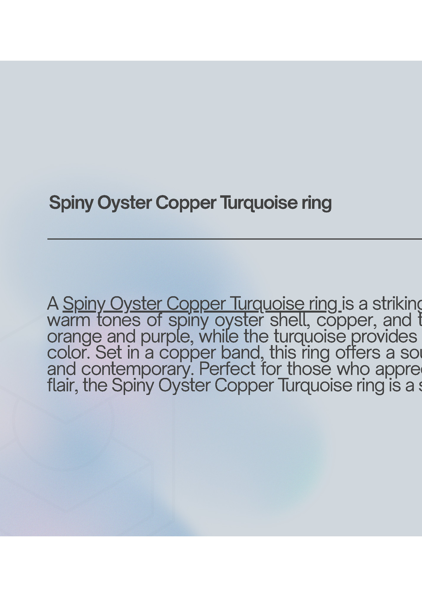 Spiny Oyster Copper T