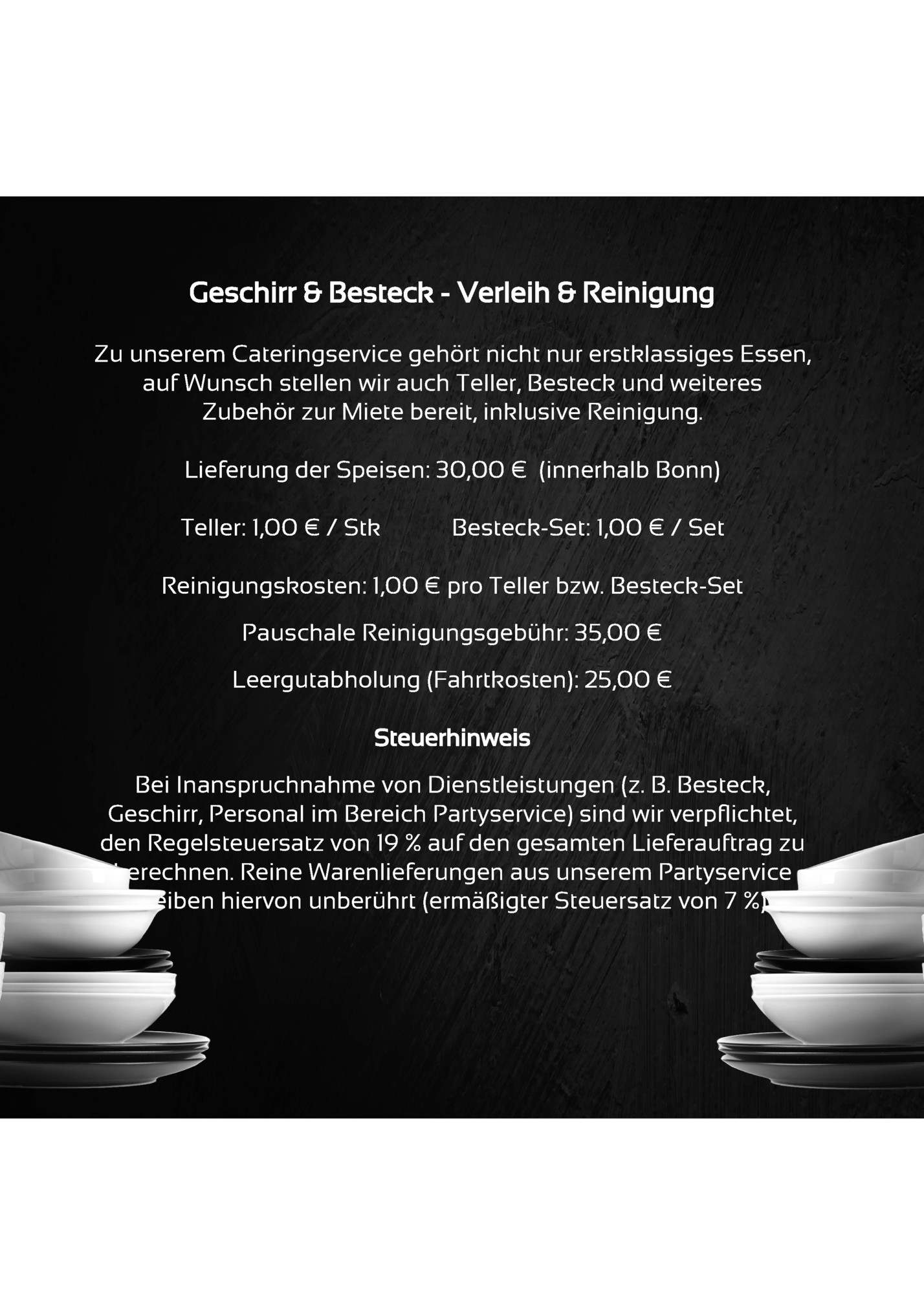 Geschirr & Besteck - Verleih & Reinigung