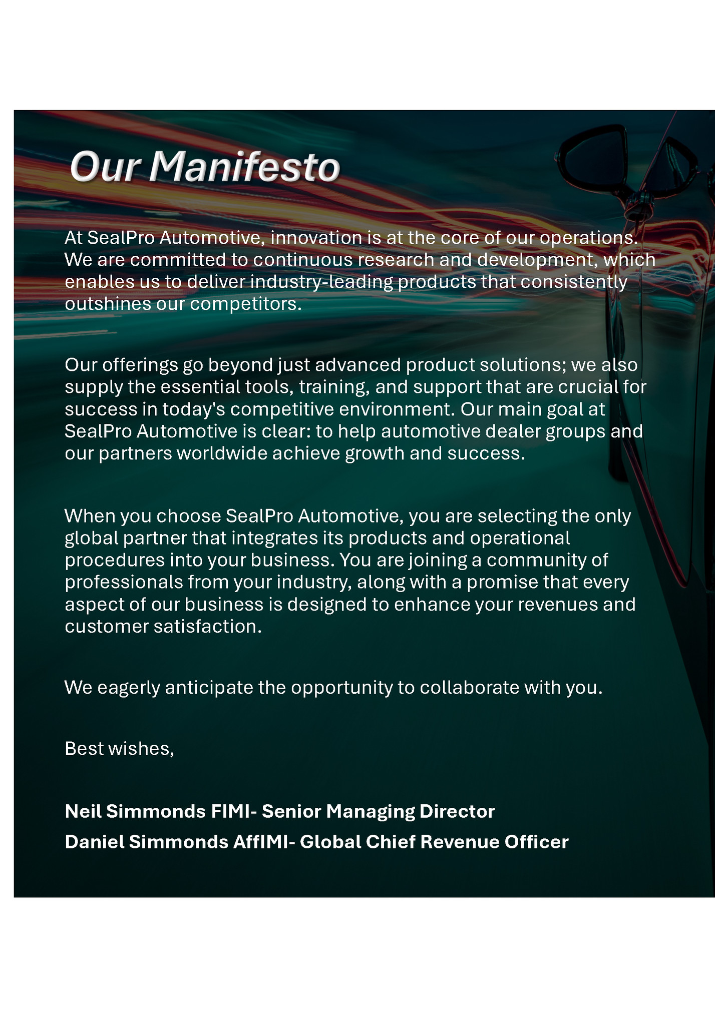 At SealPro Automotive, innovation is at the core of our operations.