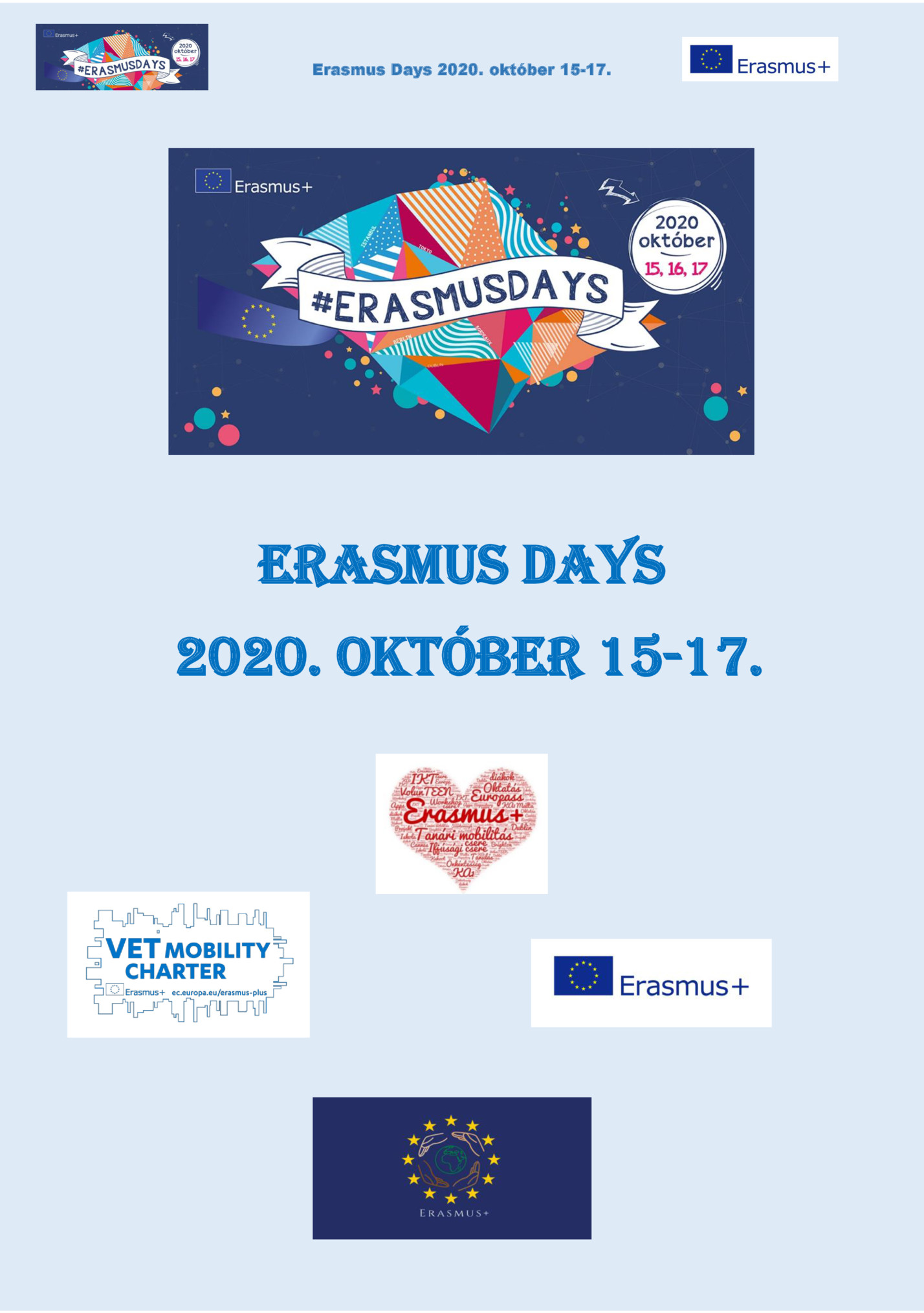 Erasmus Days 2020. október 15-17.