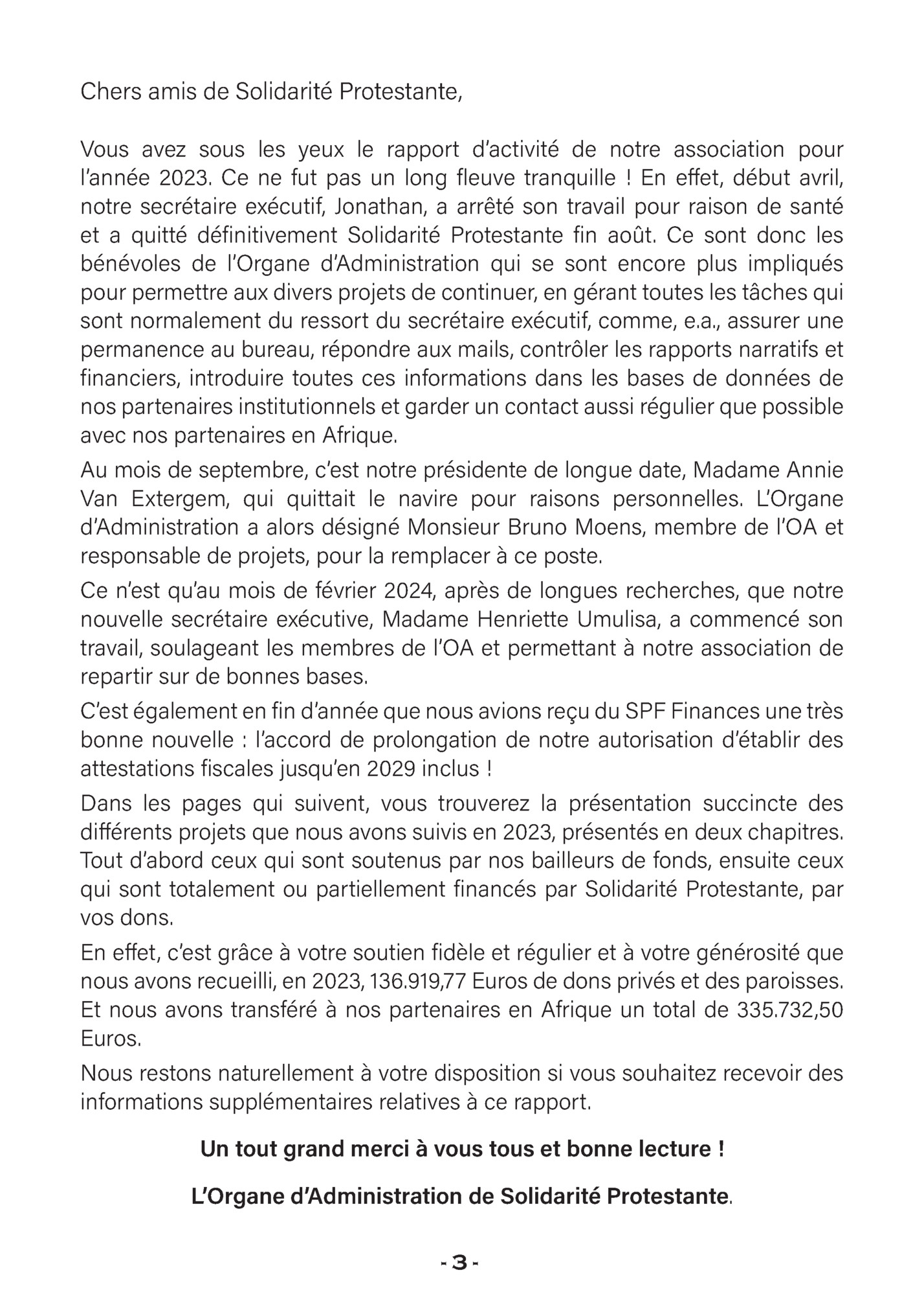 Chers amis de Solidarité Protestante,