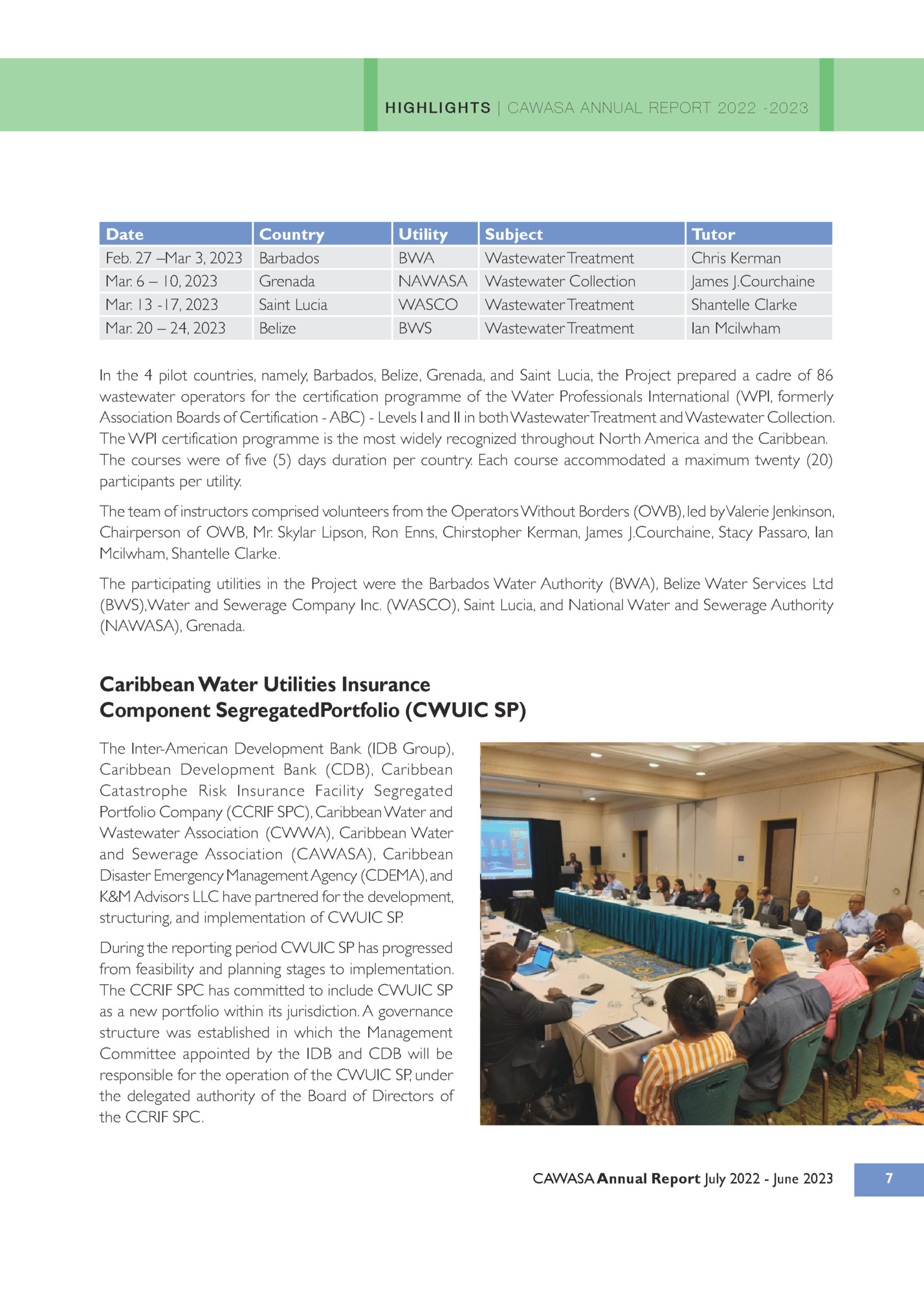 Highlights | CAWASA ANNUal report 2022 -2023