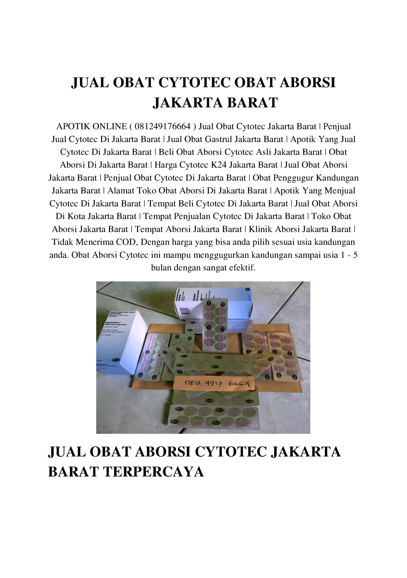 JUAL OBAT CYTOTEC OBAT ABORSI