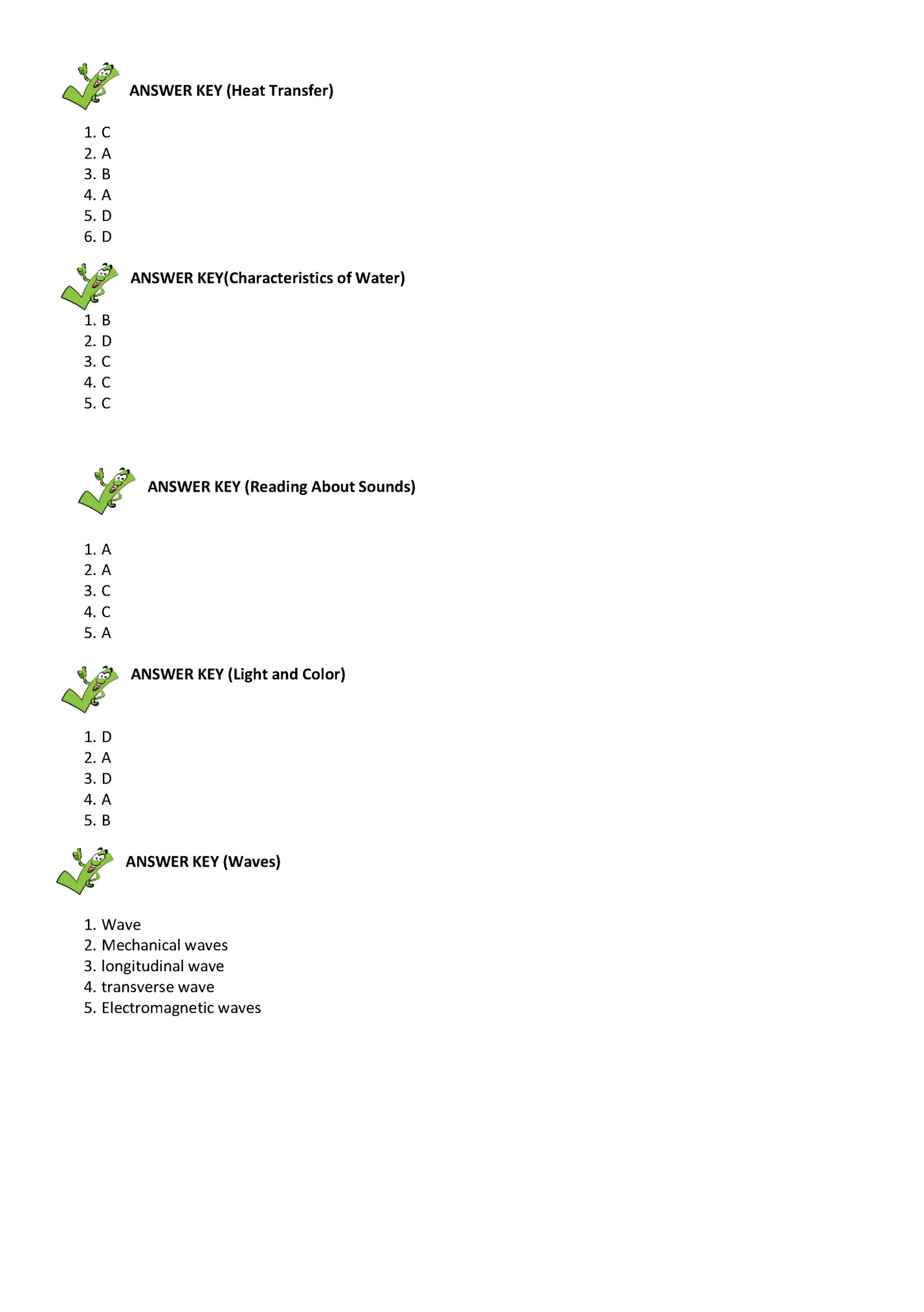 ANSWER KEY (Heat Transfer)