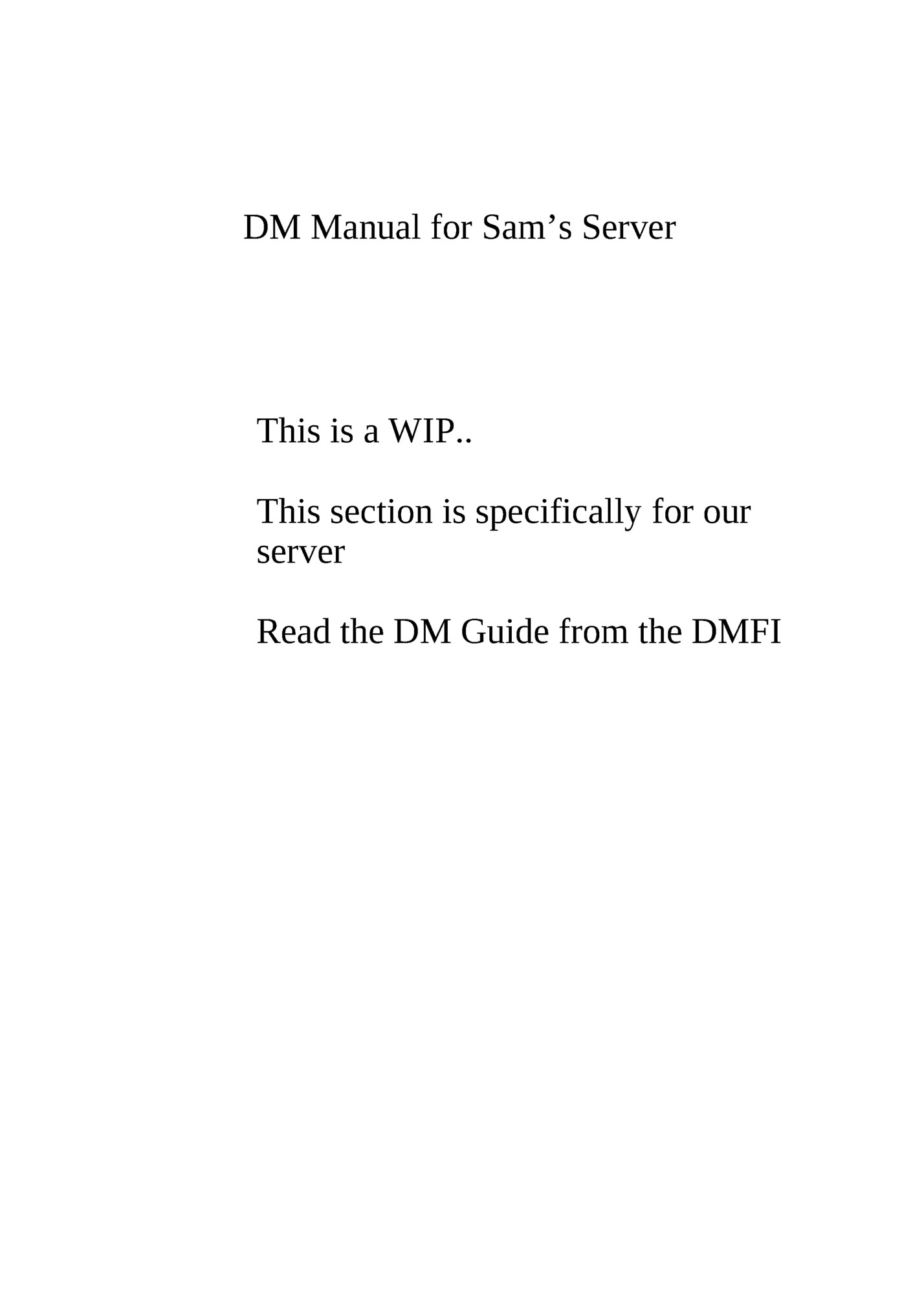 DM Manual for Sam’s Server