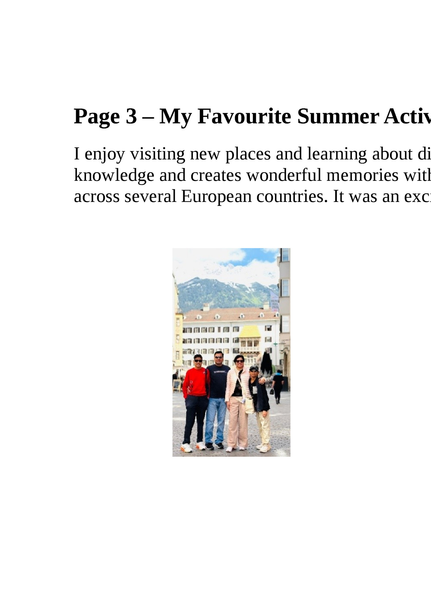 Page 3 – My Favourite Summer Activity: Travelling Page 3 – My Favourite Summer Activity: Travelling