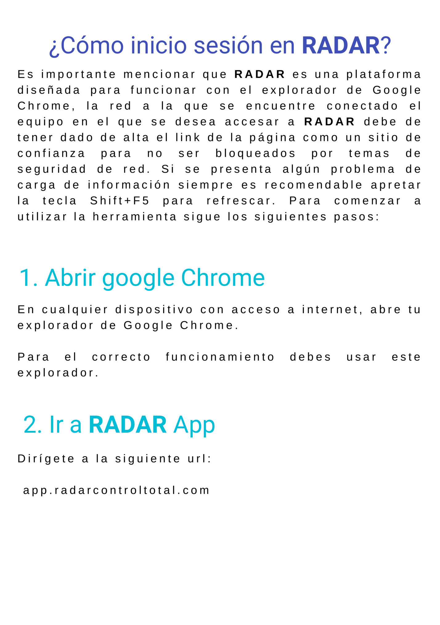 ¿Cómo inicio sesión en RADAR?