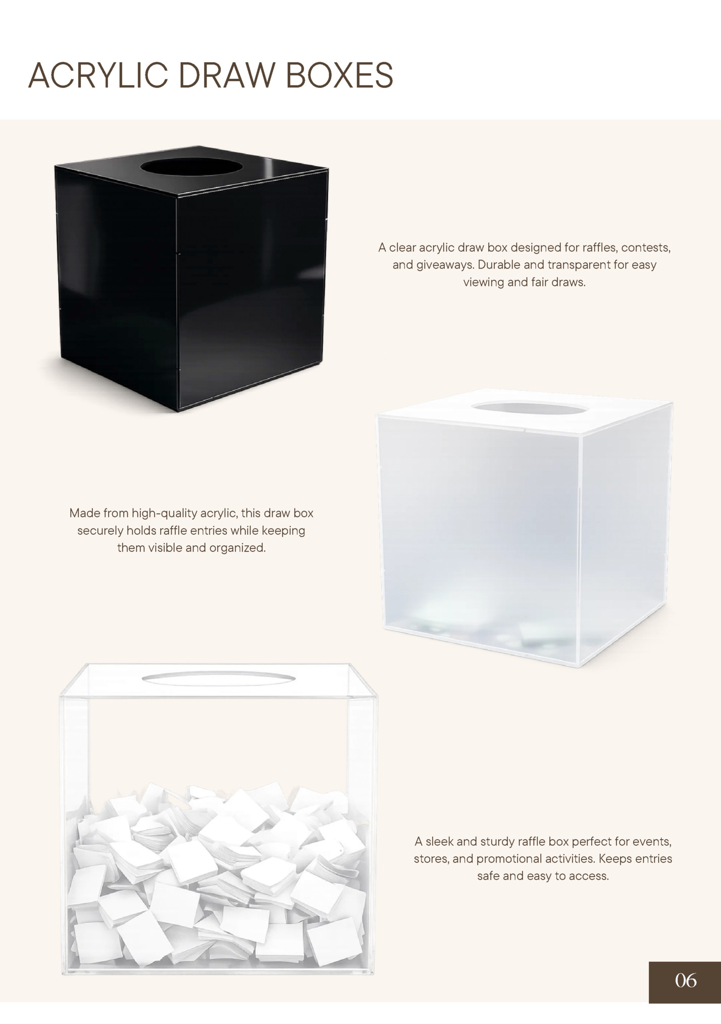 ACRYLIC DRAW BOXES ACRYLIC DRAW BOXES