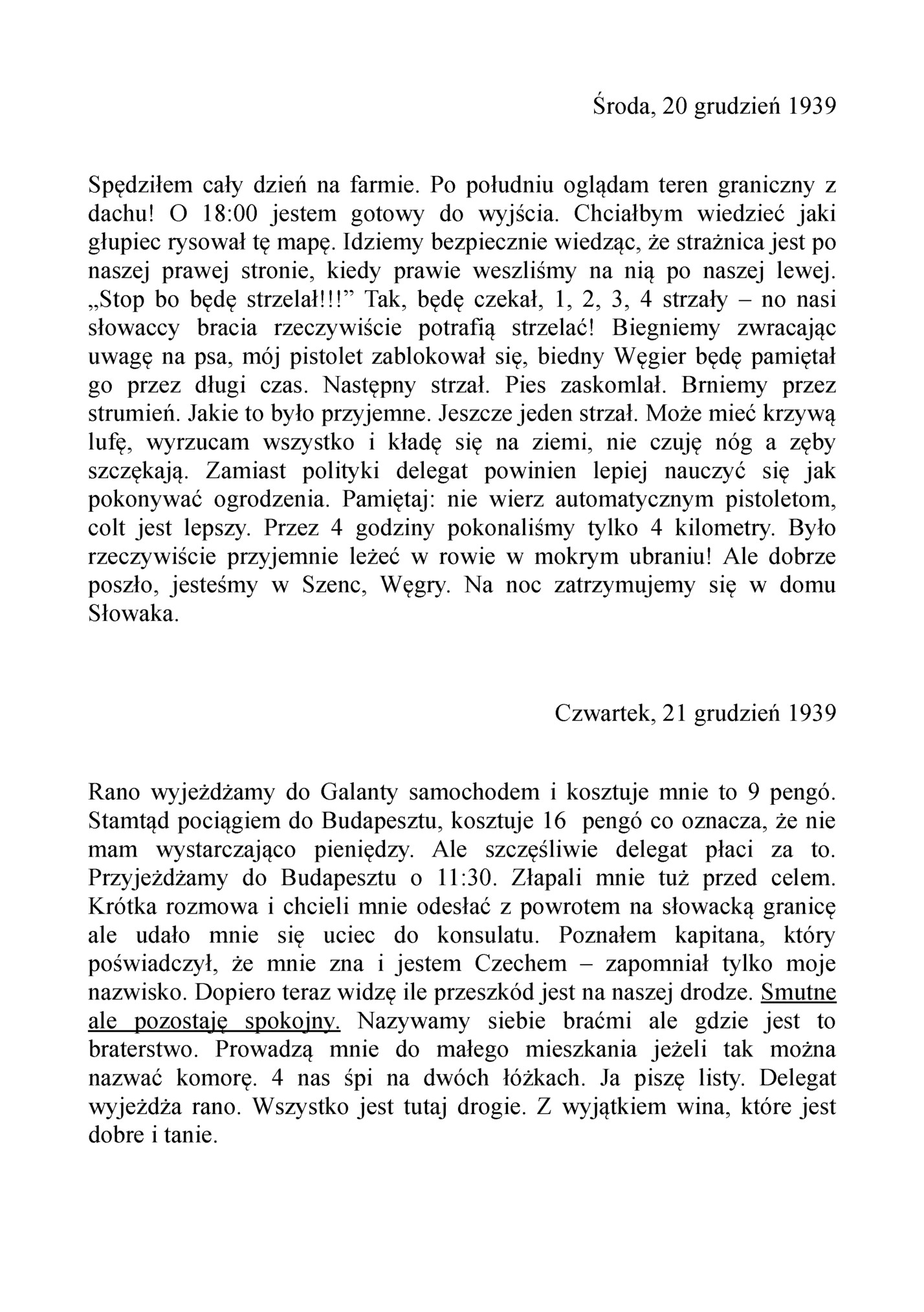 Środa, 20 grudzień 1939