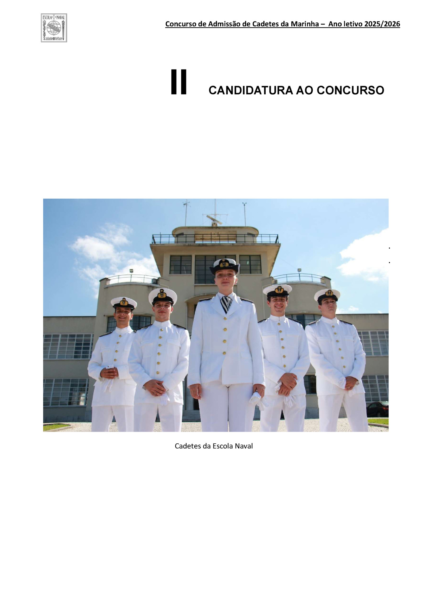 Concurso de Admissão de Cadetes da Marinha – Ano letivo 2025/2026