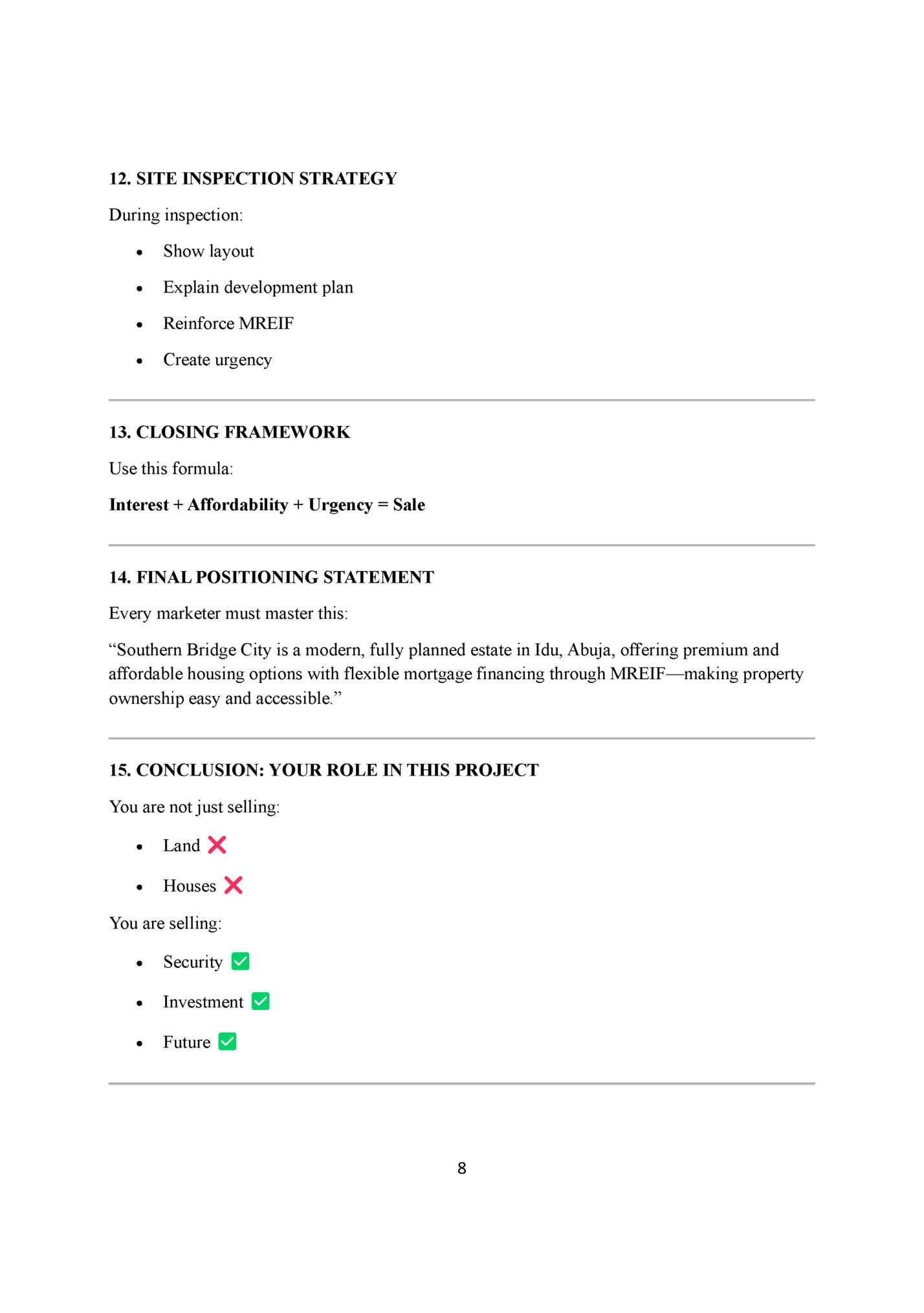 12. SITE INSPECTION STRATEGY