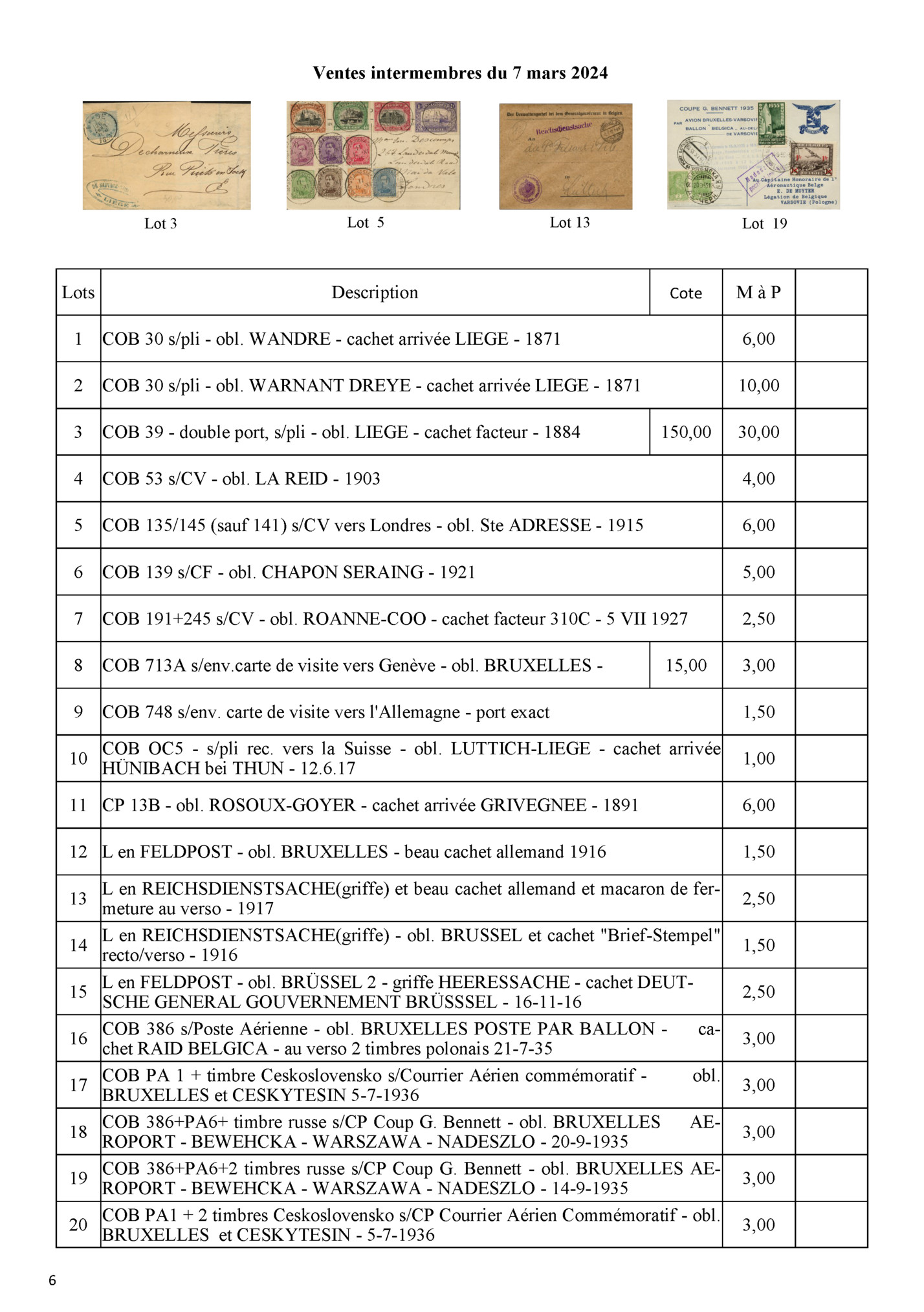 Ventes intermembres du 7 mars 2024