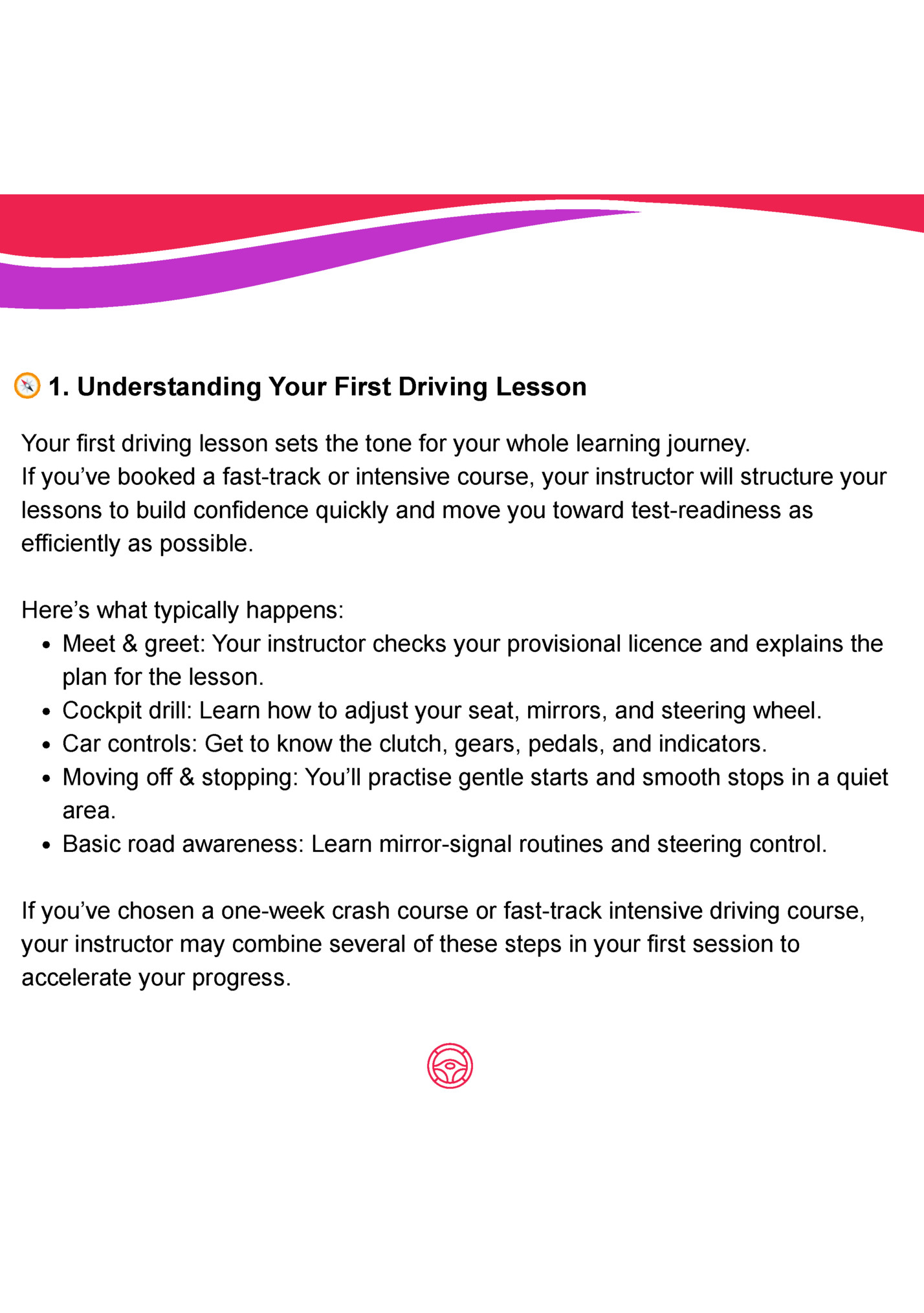 1. Understanding Your First Driving Lesson