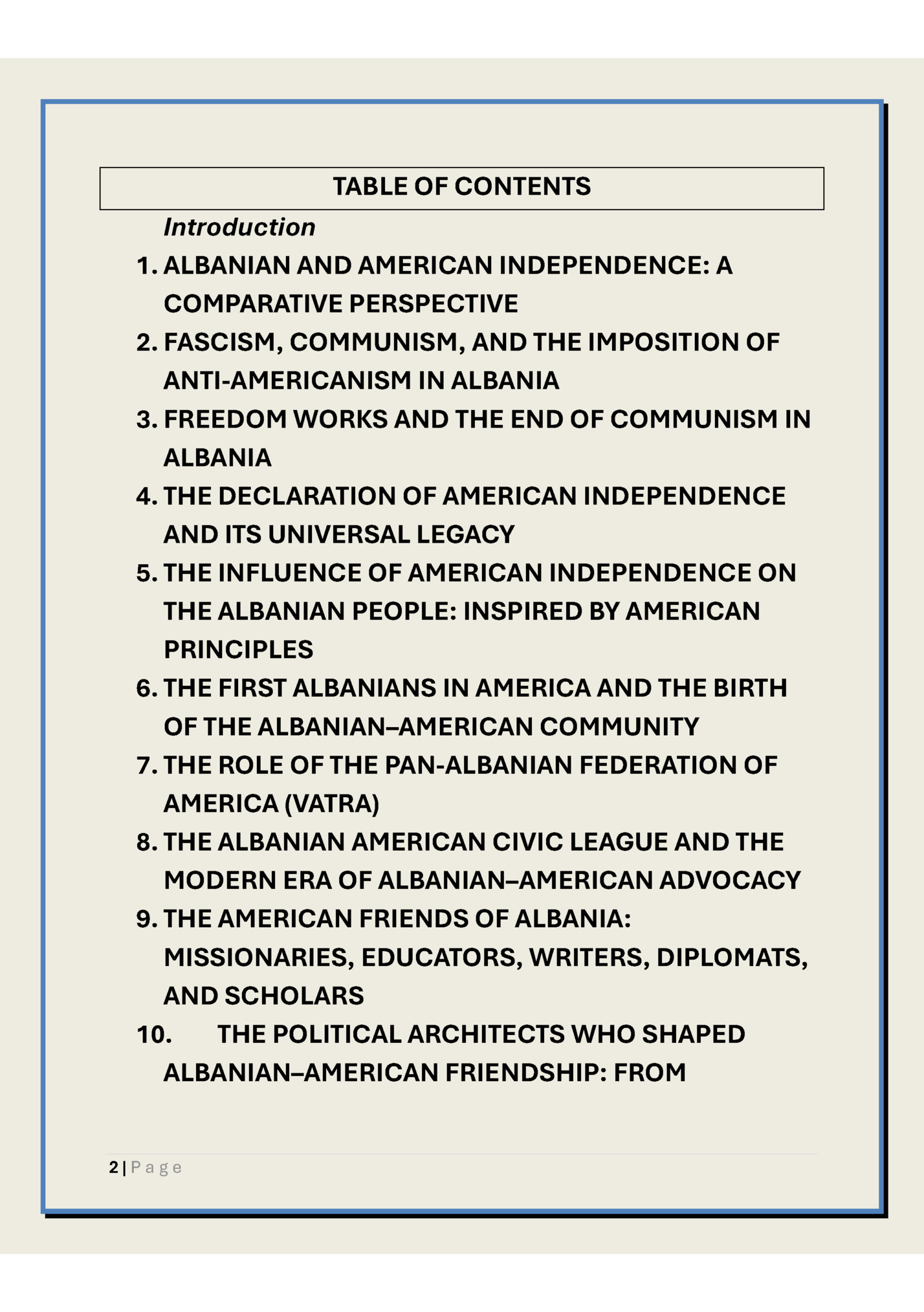 TABLE OF CONTENTS