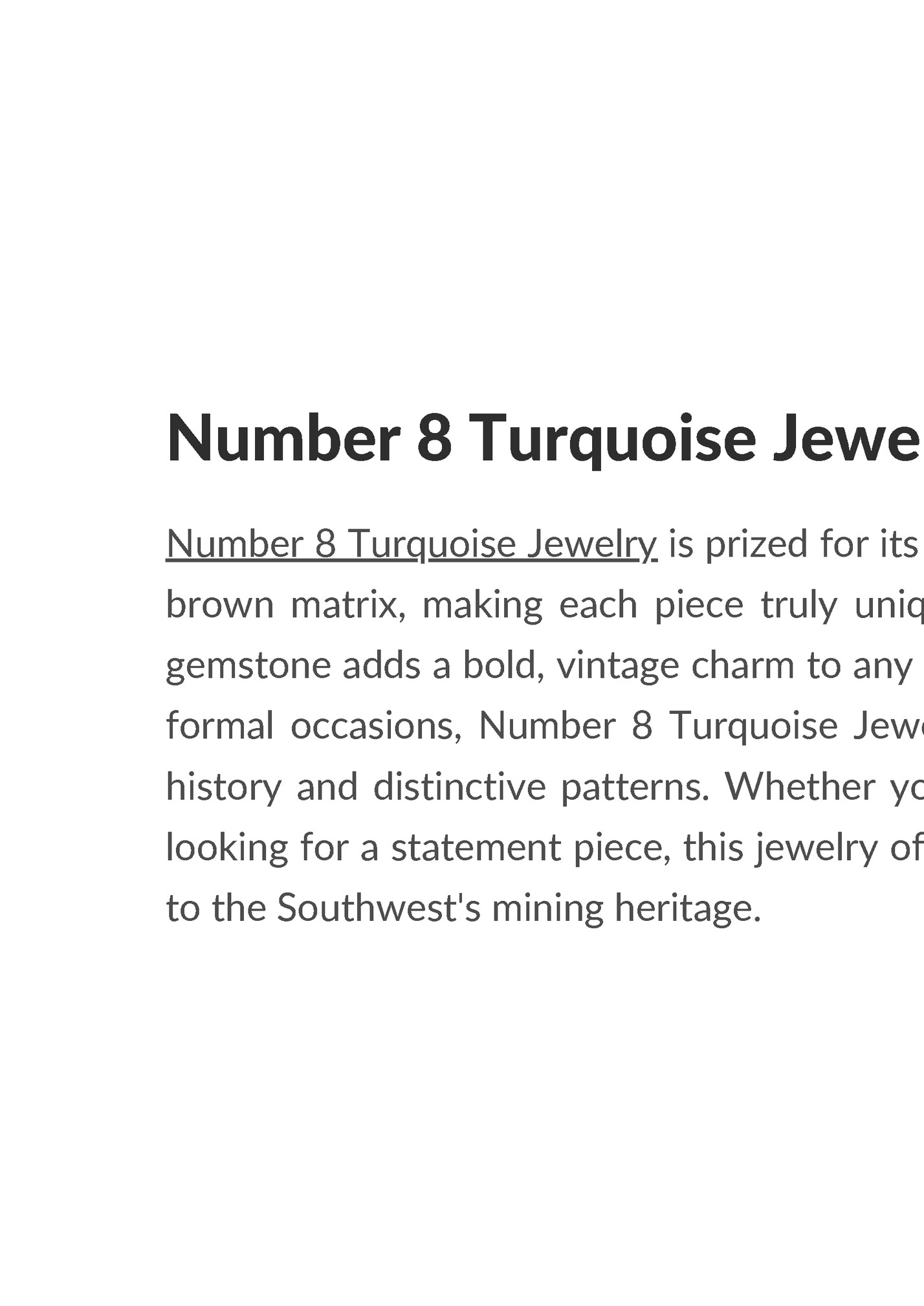 Number 8 Turquoise Jewelry