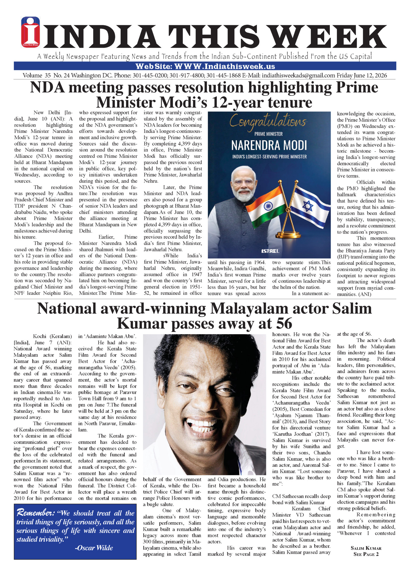 INDIA THIS WEEK INDIA THIS WEEK
