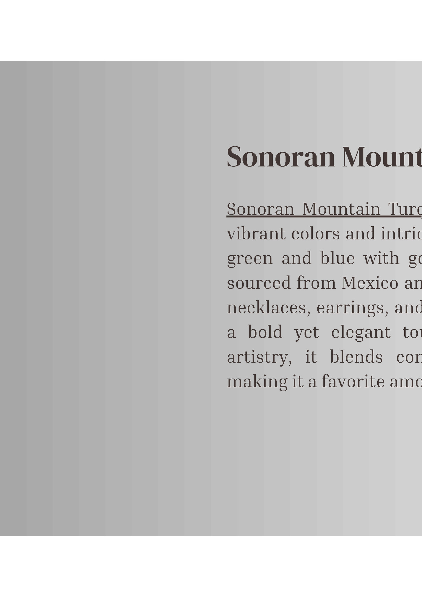 Sonoran Mountain Turquoise Jewelry