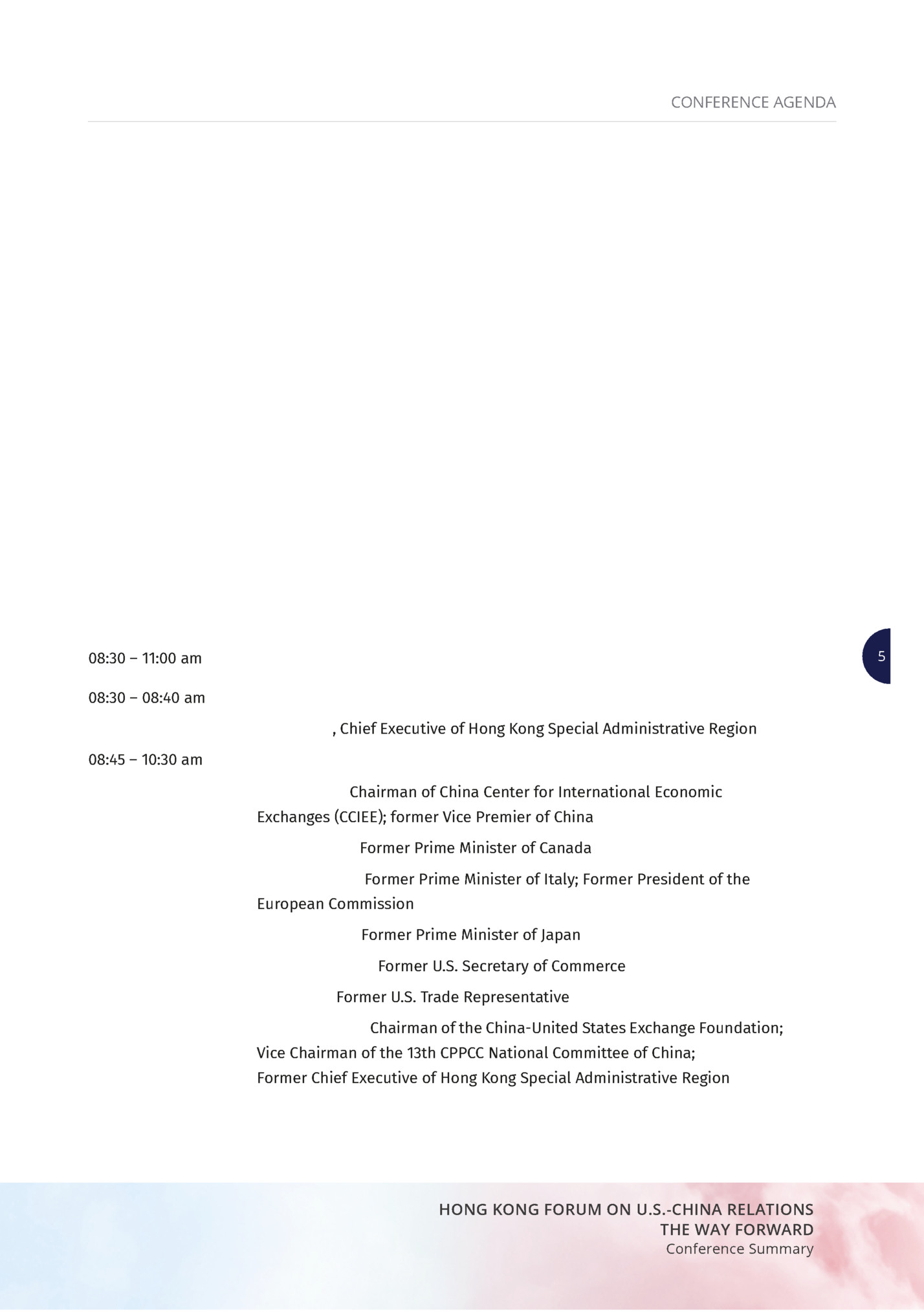 CONFERENCE AGENDA