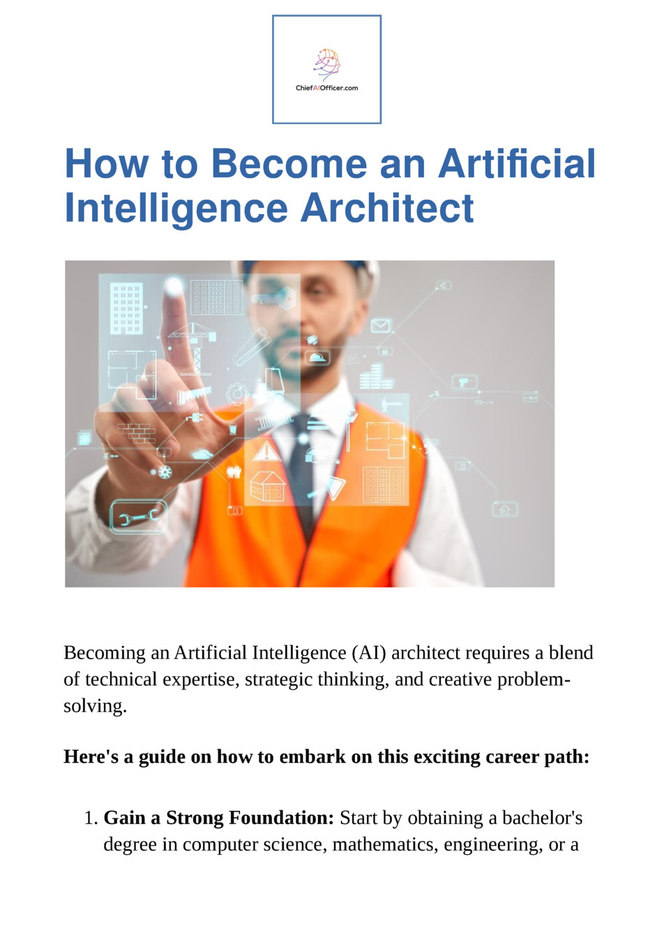 How to Become an Artificial Intelligence Architect