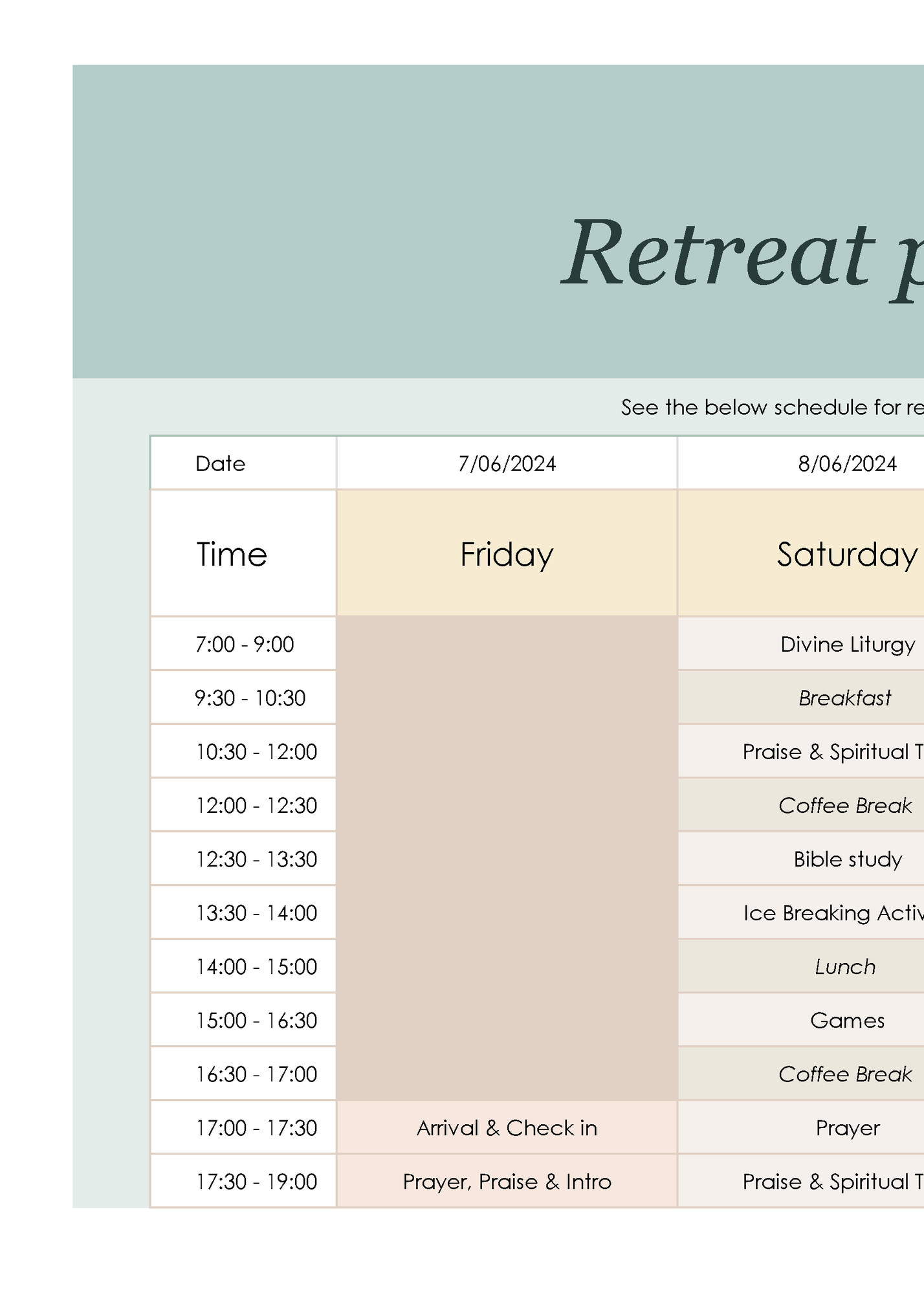 Retreat program