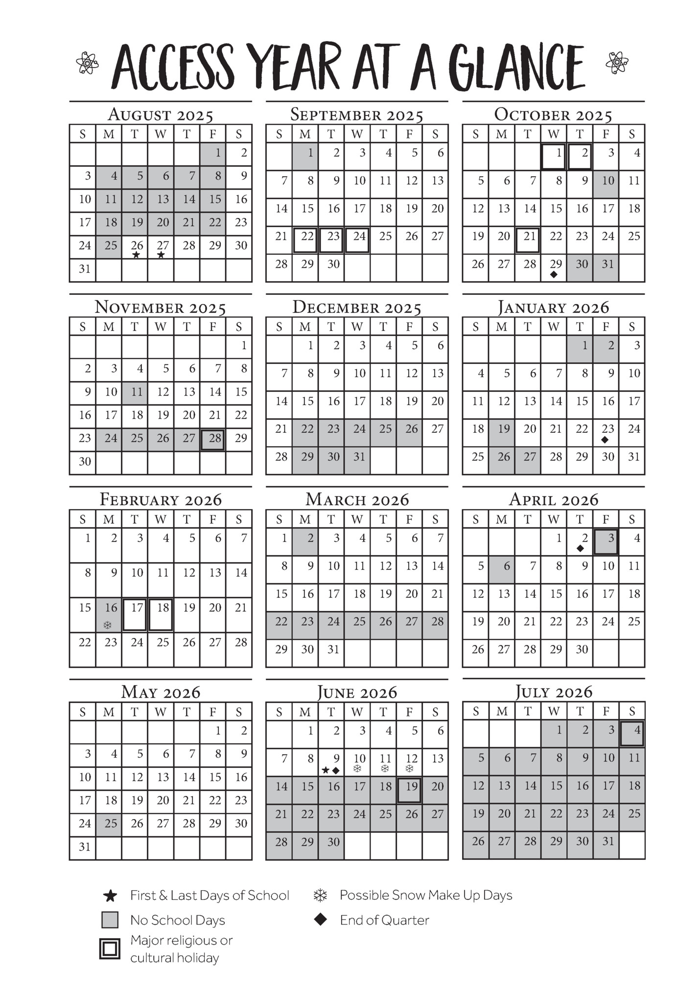 ACCESS Year At a Glance