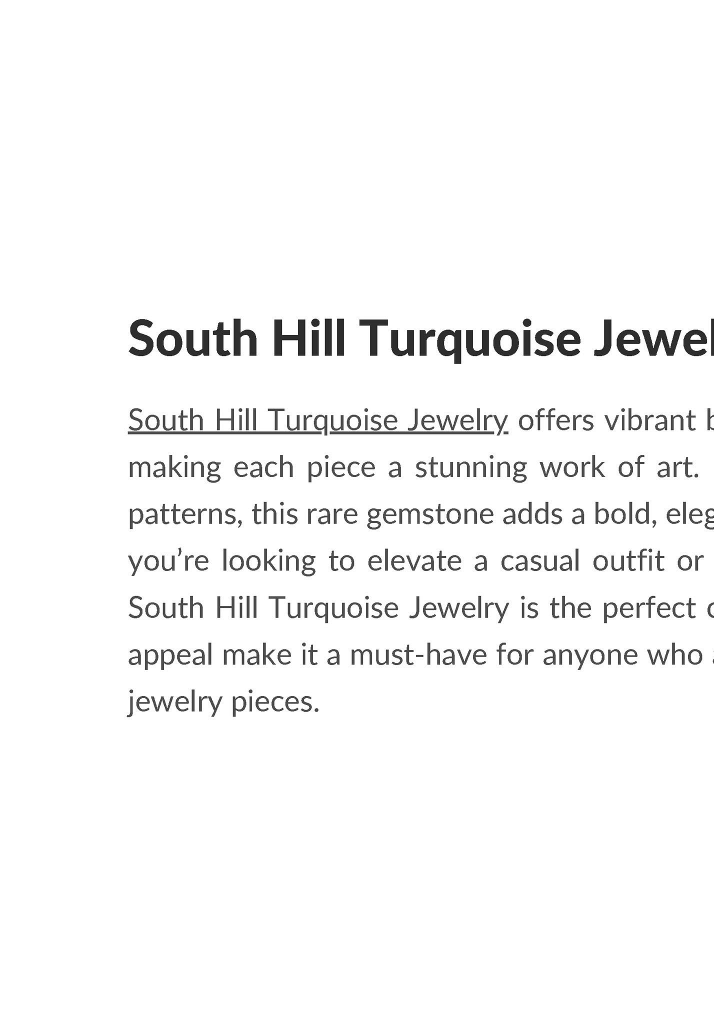 South Hill Turquoise Jewelry