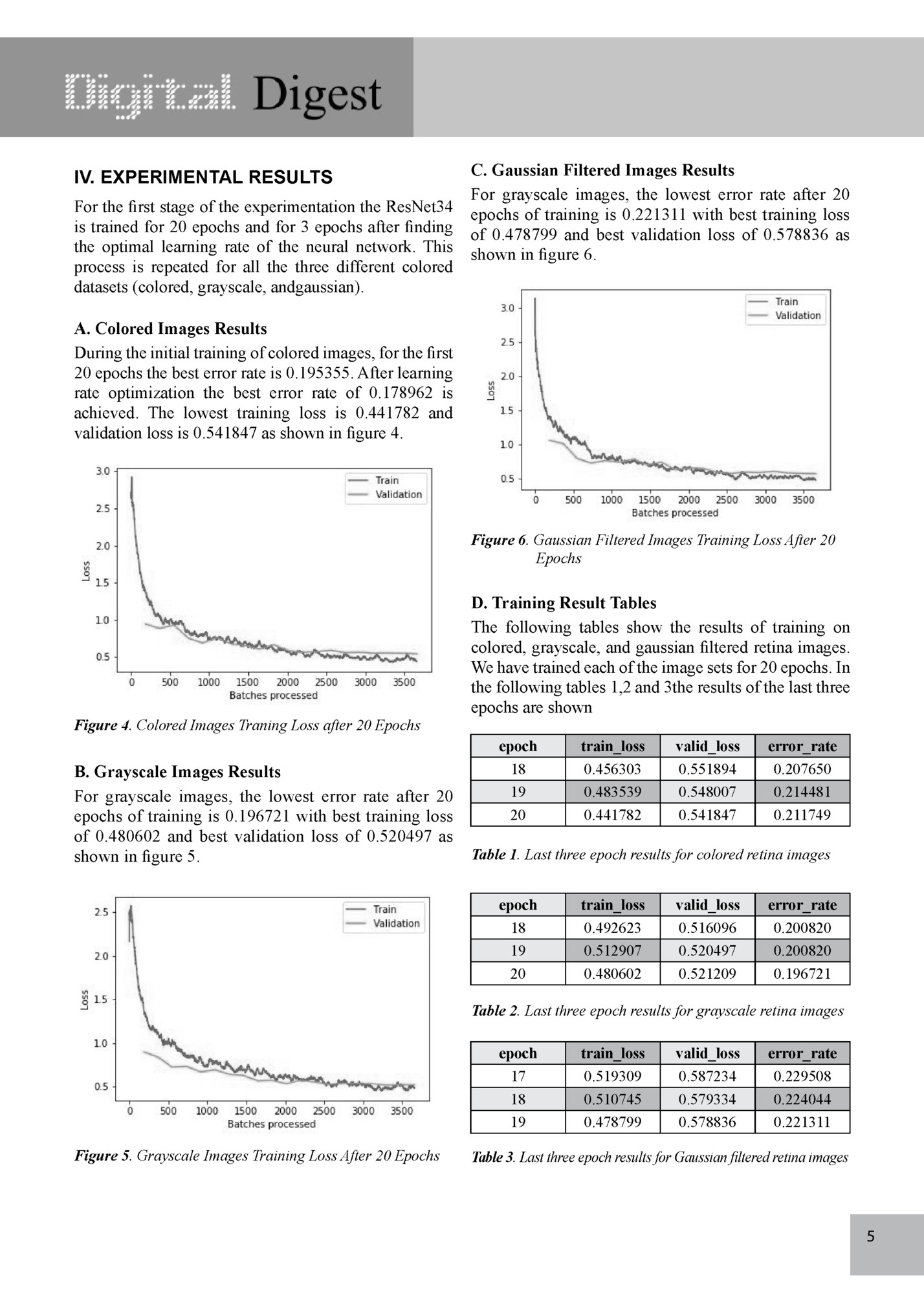 IV. EXPERIMENTAL RESULTS