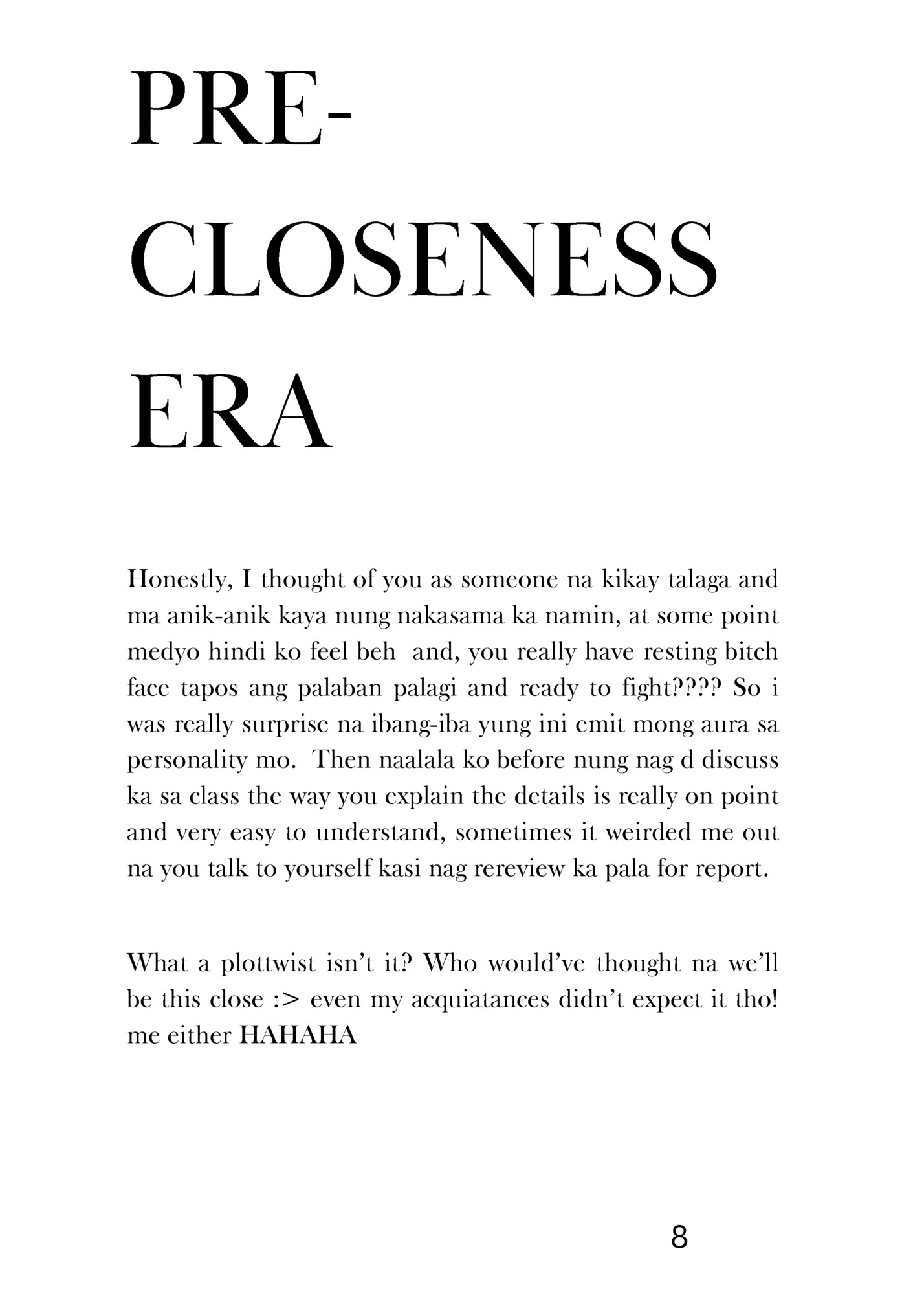 PRECLOSENESS PRECLOSENESS