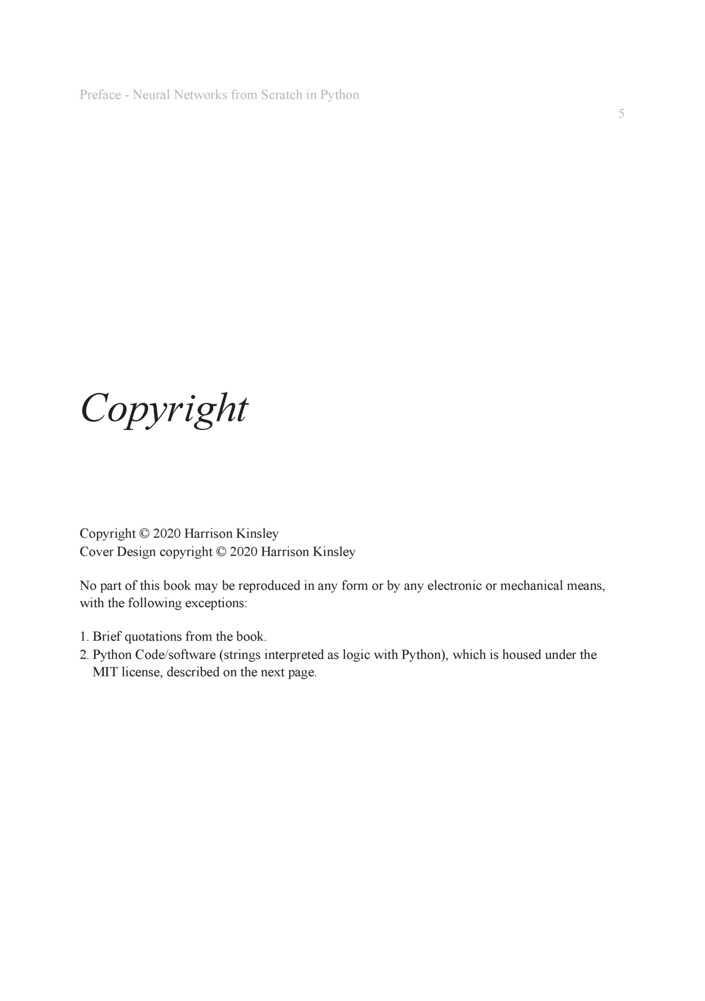 Preface - Neural Networks from Scratch in Python Preface - Neural Networks from Scratch in Python