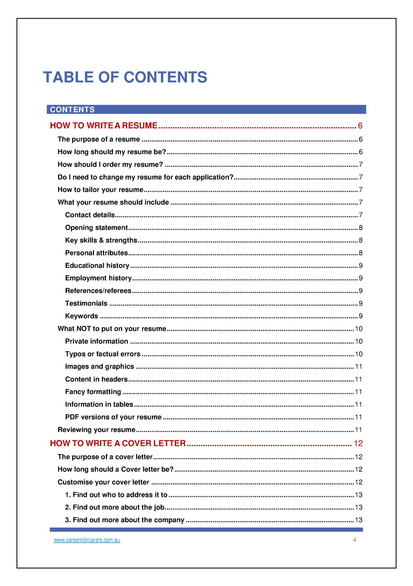 TABLE OF CONTENTS