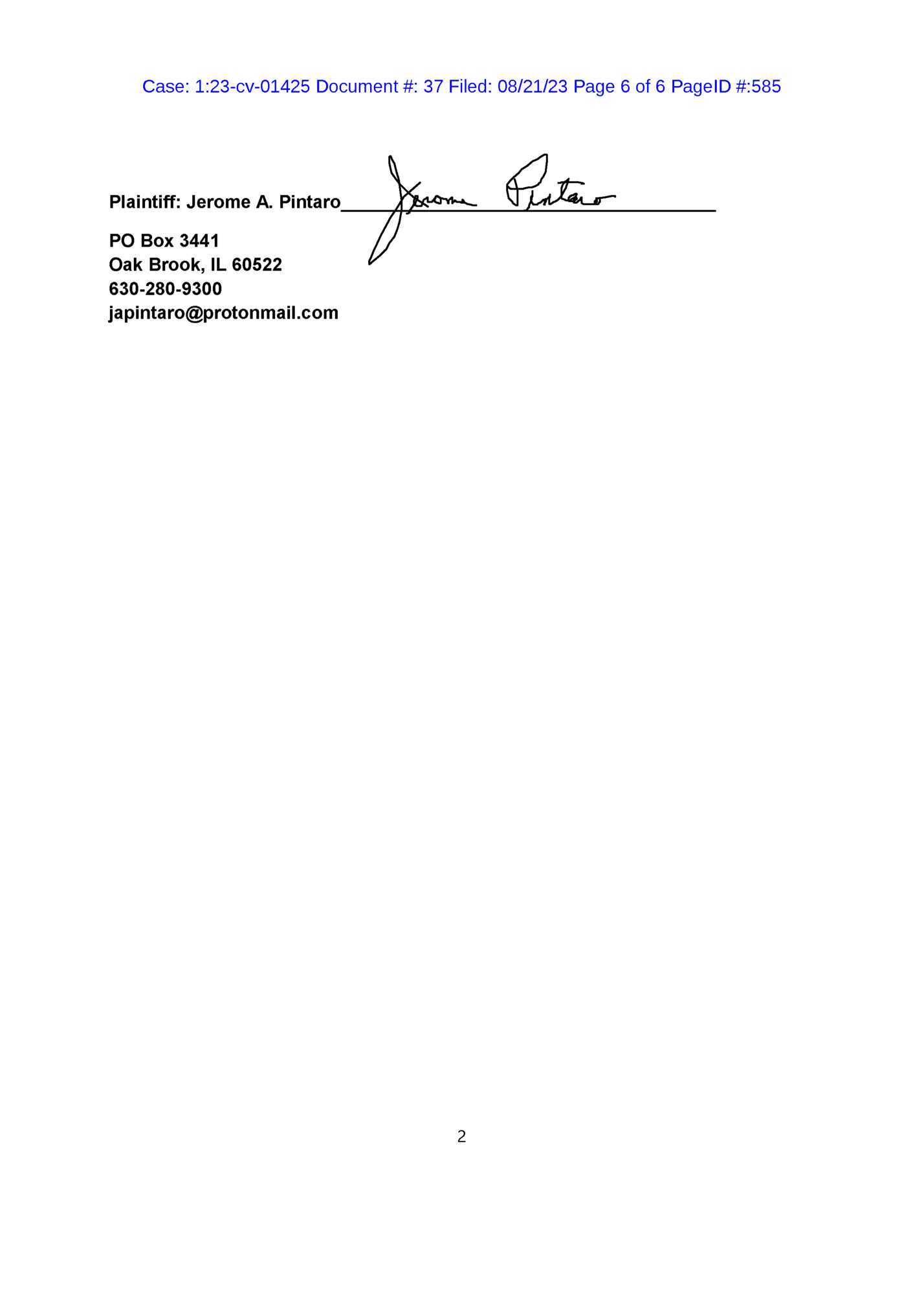 Case: 1:23-cv-01425 Document #: 37 Filed: 08/21/23 Page 6 of 6 PageID #:585