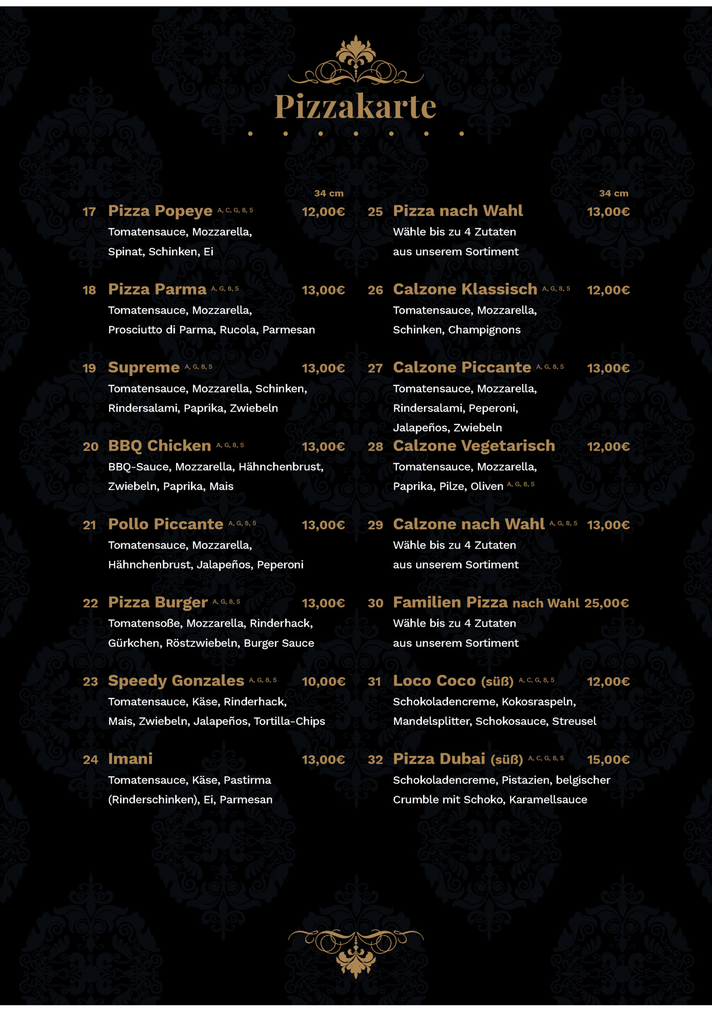 Pizzakarte Pizzakarte