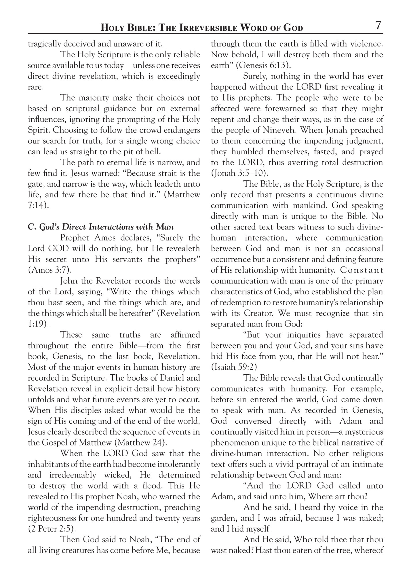 Holy Bible: The Irreversible Word of God Holy Bible: The Irreversible Word of God