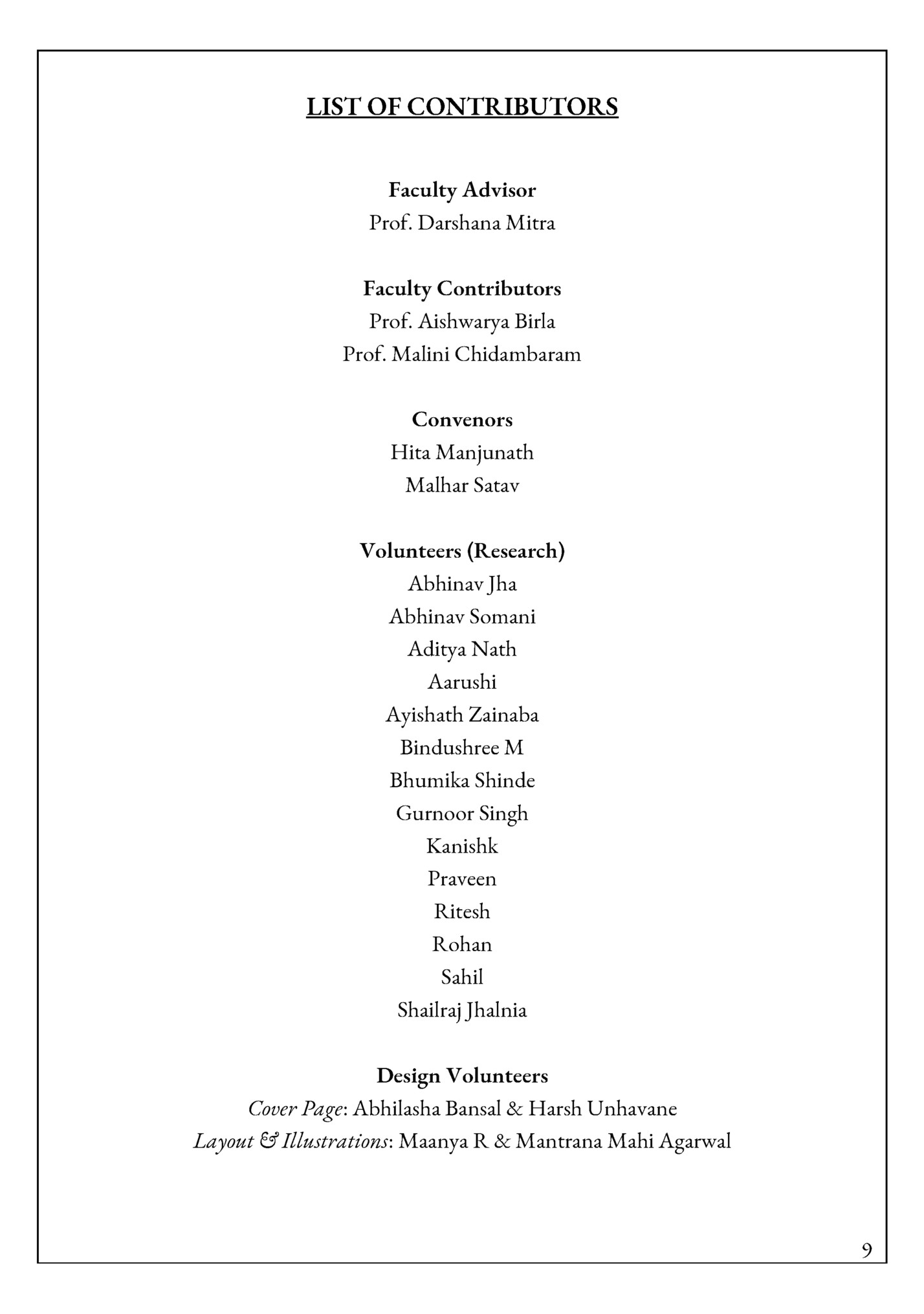 LIST OF CONTRIBUTORS