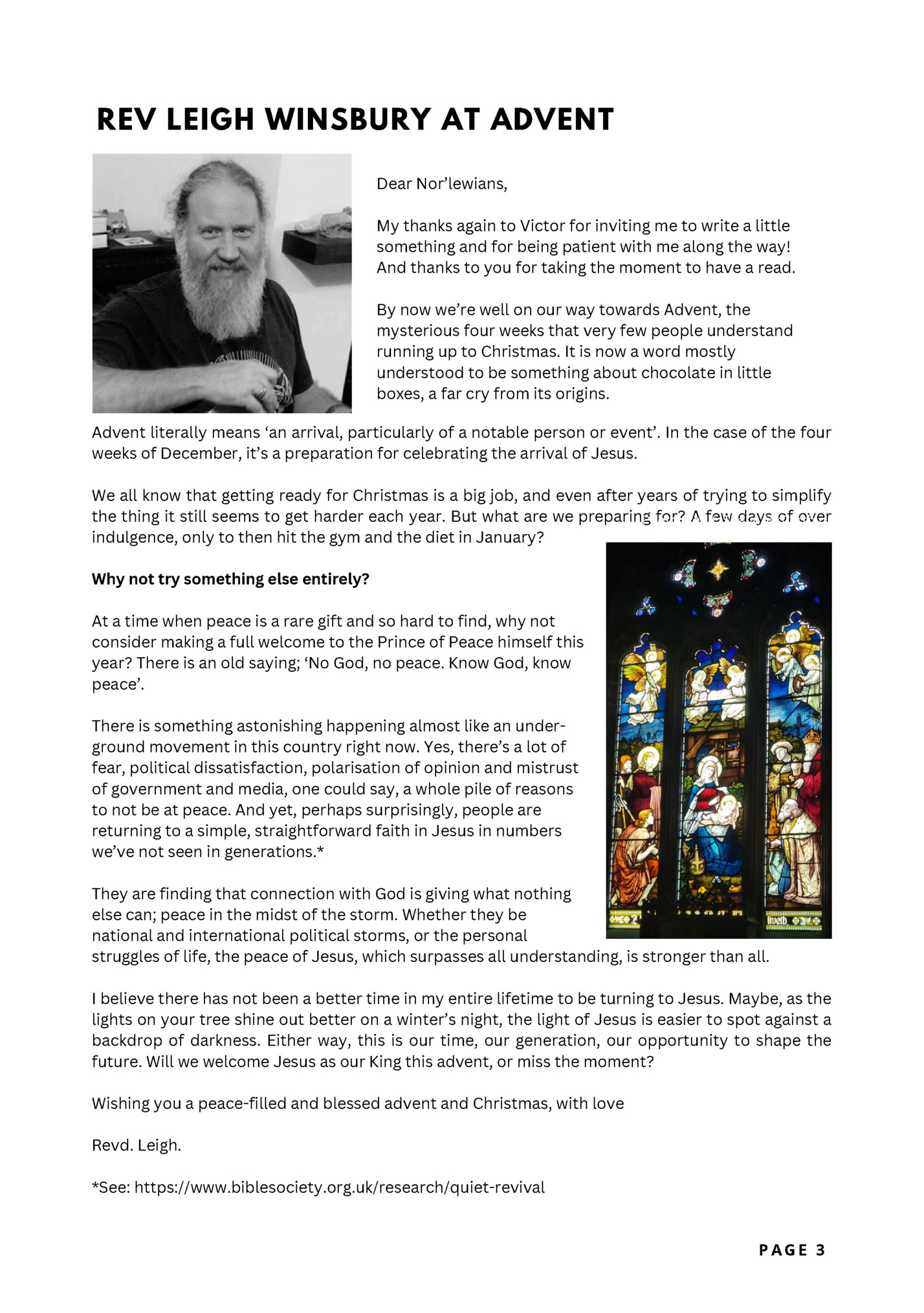 REV LEIGH WINSBURY AT ADVENT