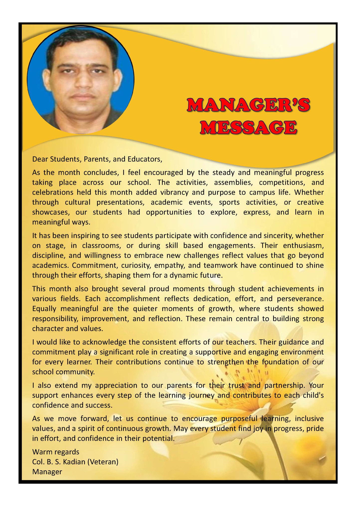 Dear Students, Parents, and Educators, Dear Students, Parents, and Educators,