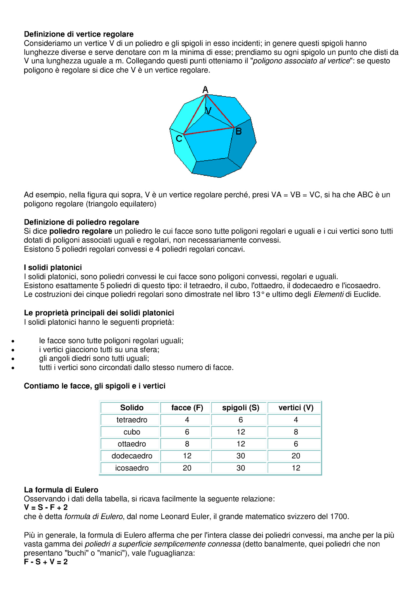 Definizione di vertice regolare