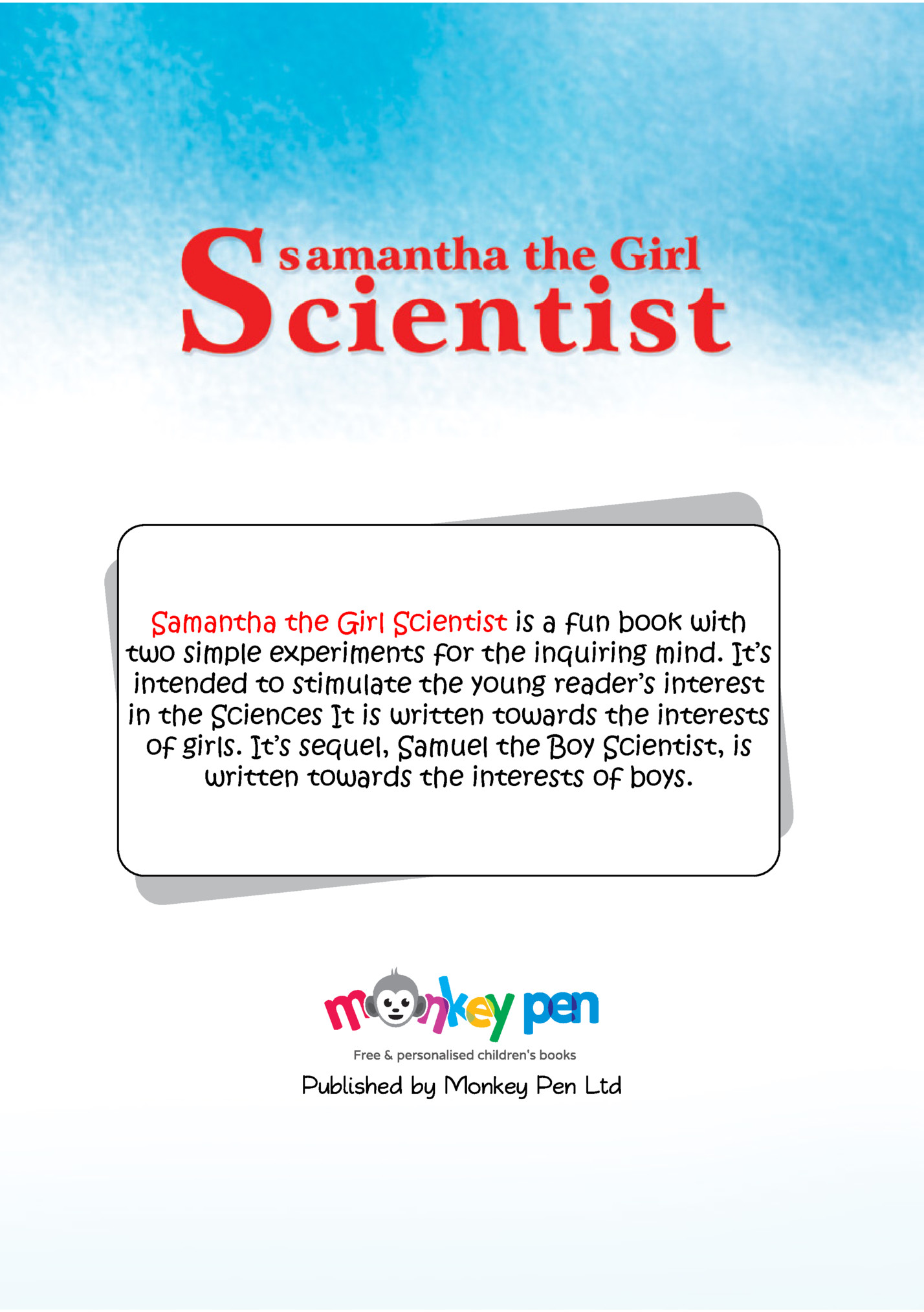 Samantha the Girl Scientist is a fun book with