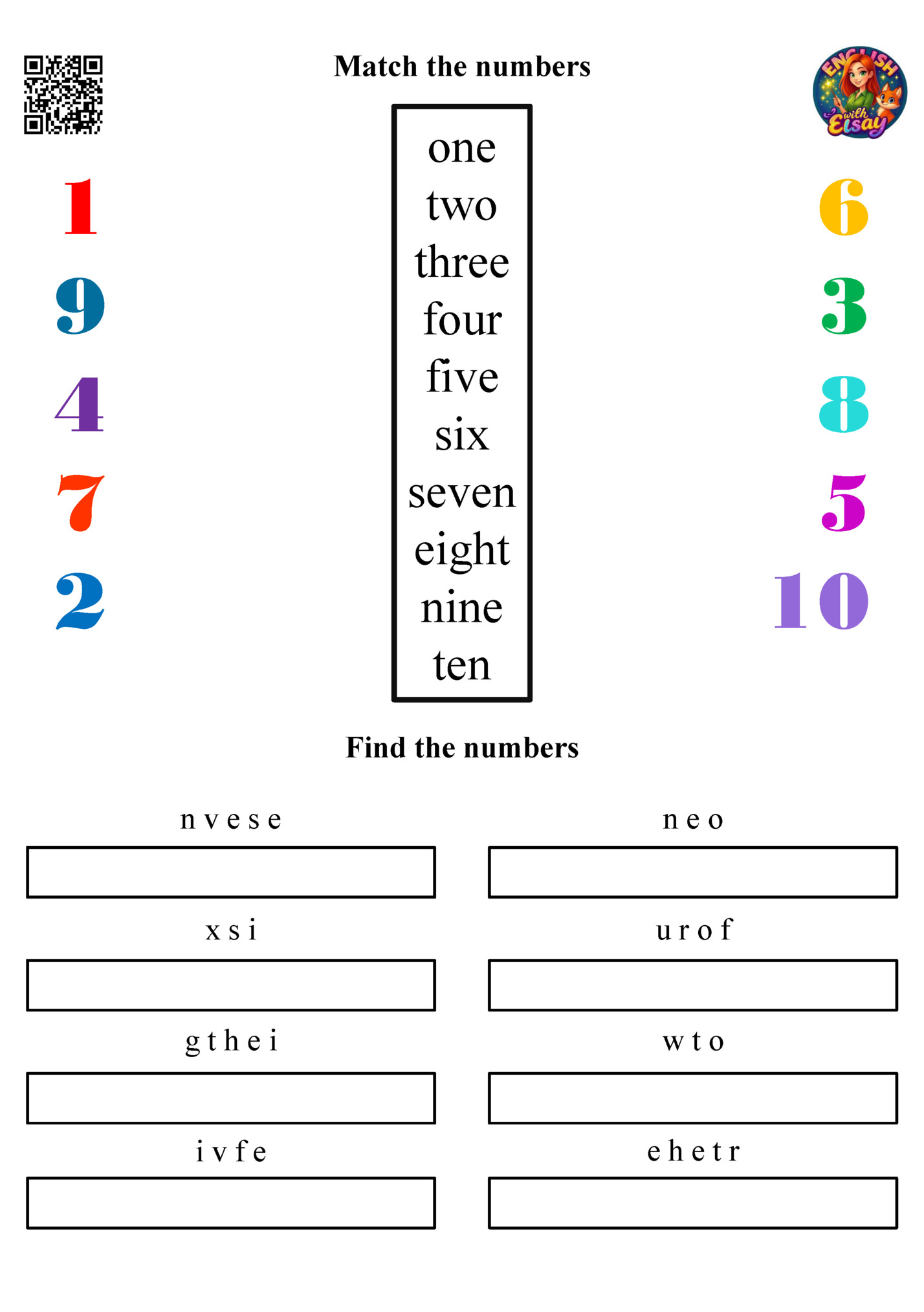 Match the numbers
