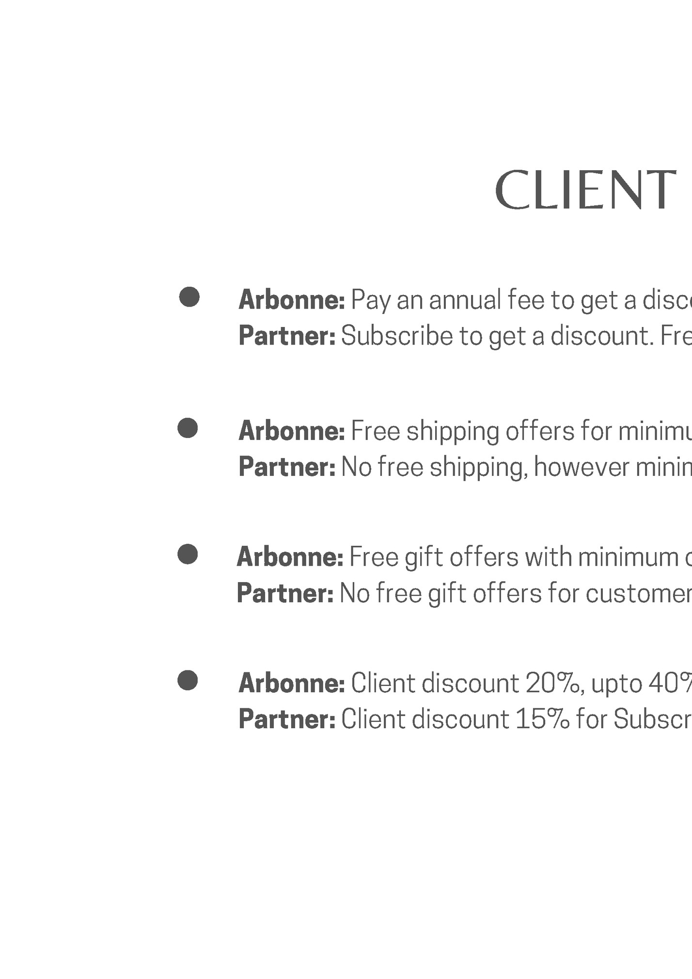 CLIENT OFFERS CLIENT OFFERS