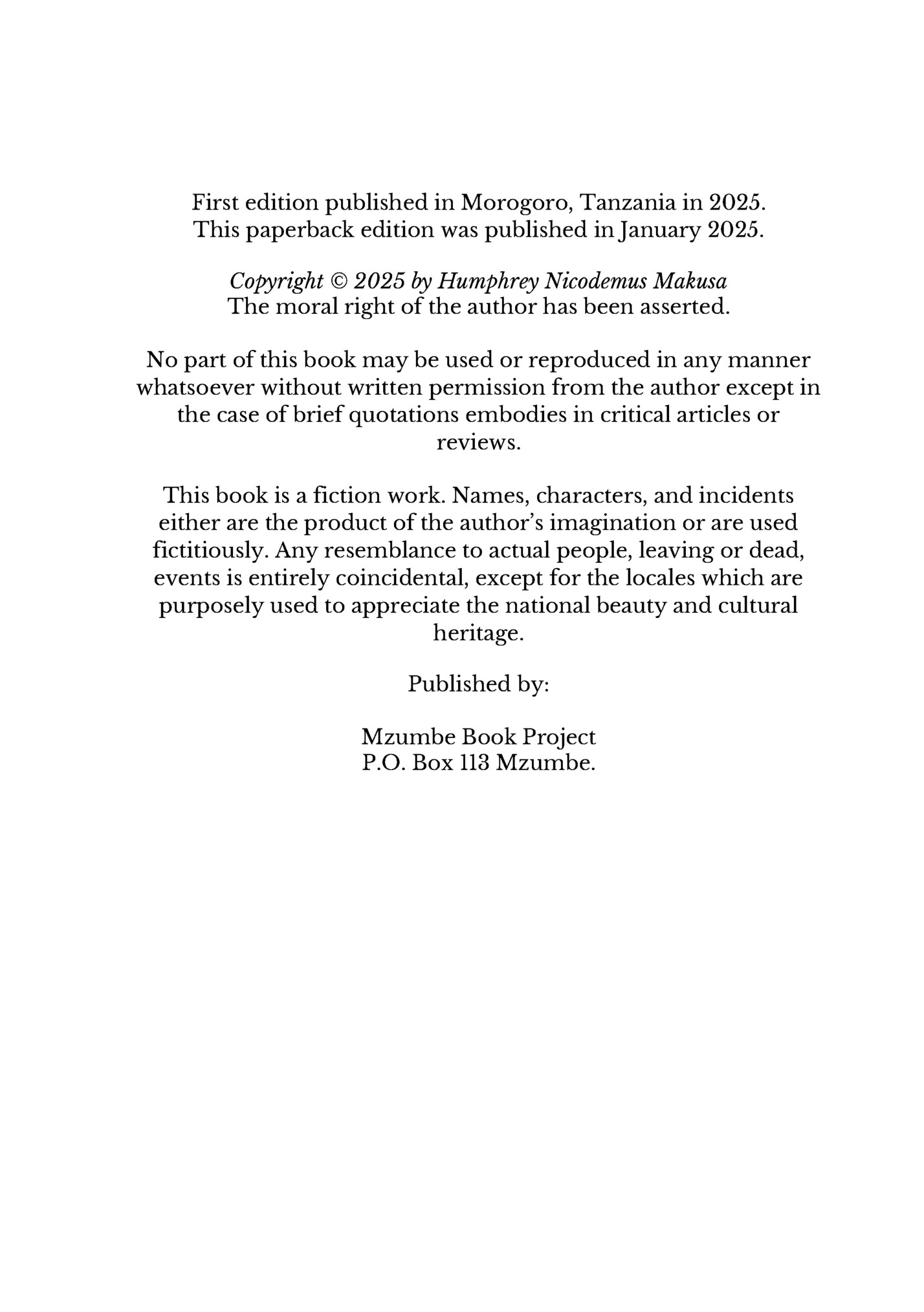 First edition published in Morogoro, Tanzania in 2025.