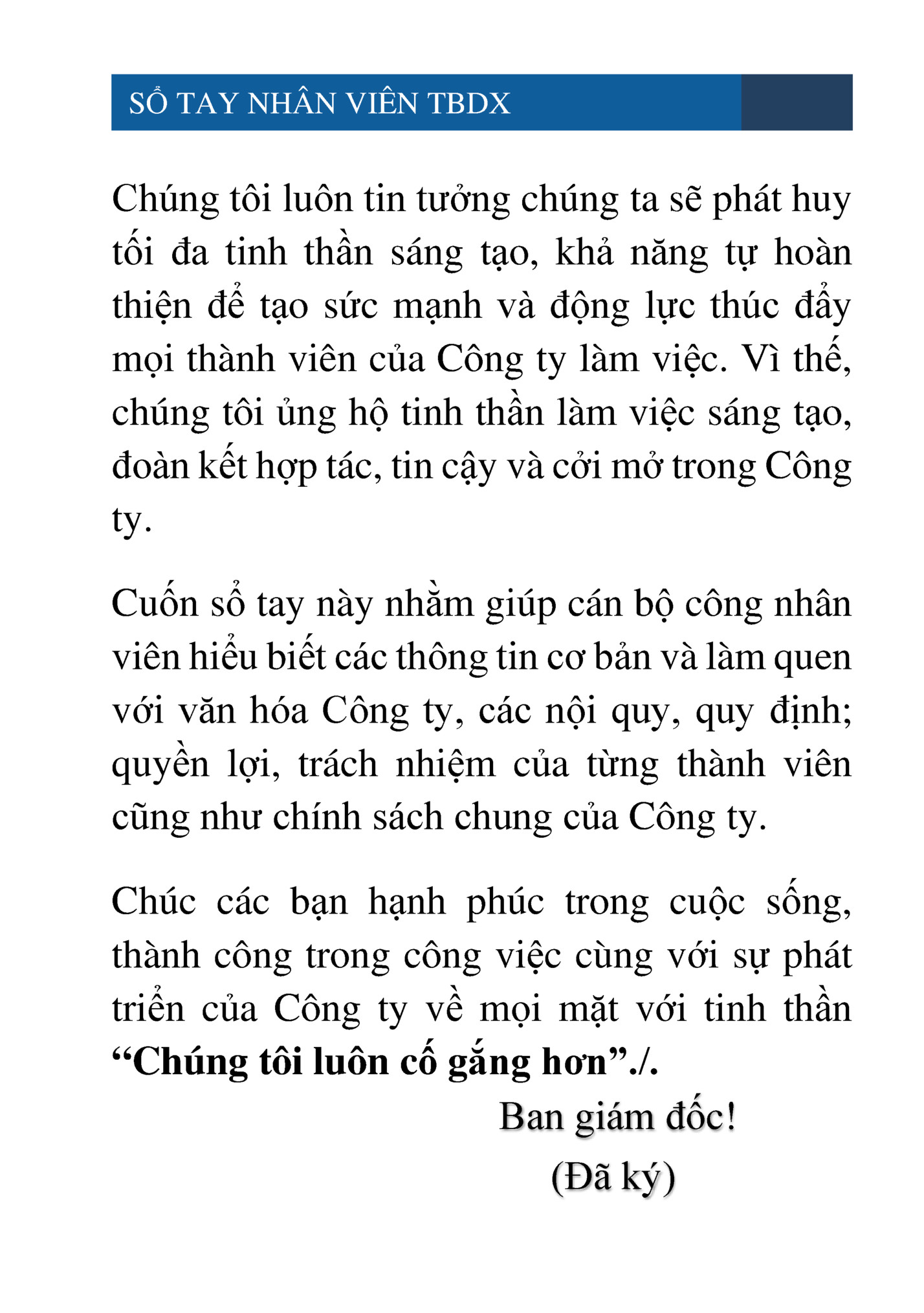 SỔ TAY NHÂN VIÊN TBDX