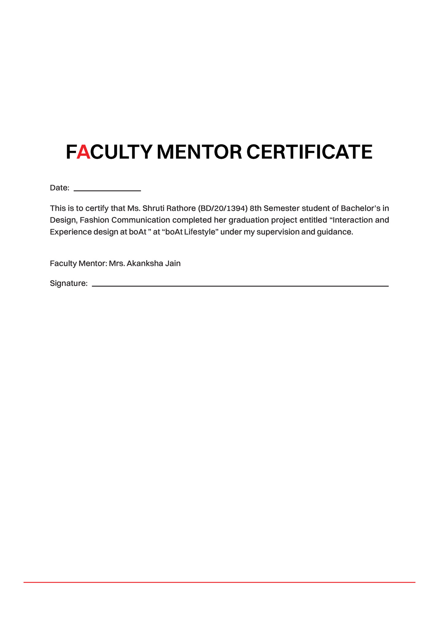 FACULTY MENTOR CERTIFICATE