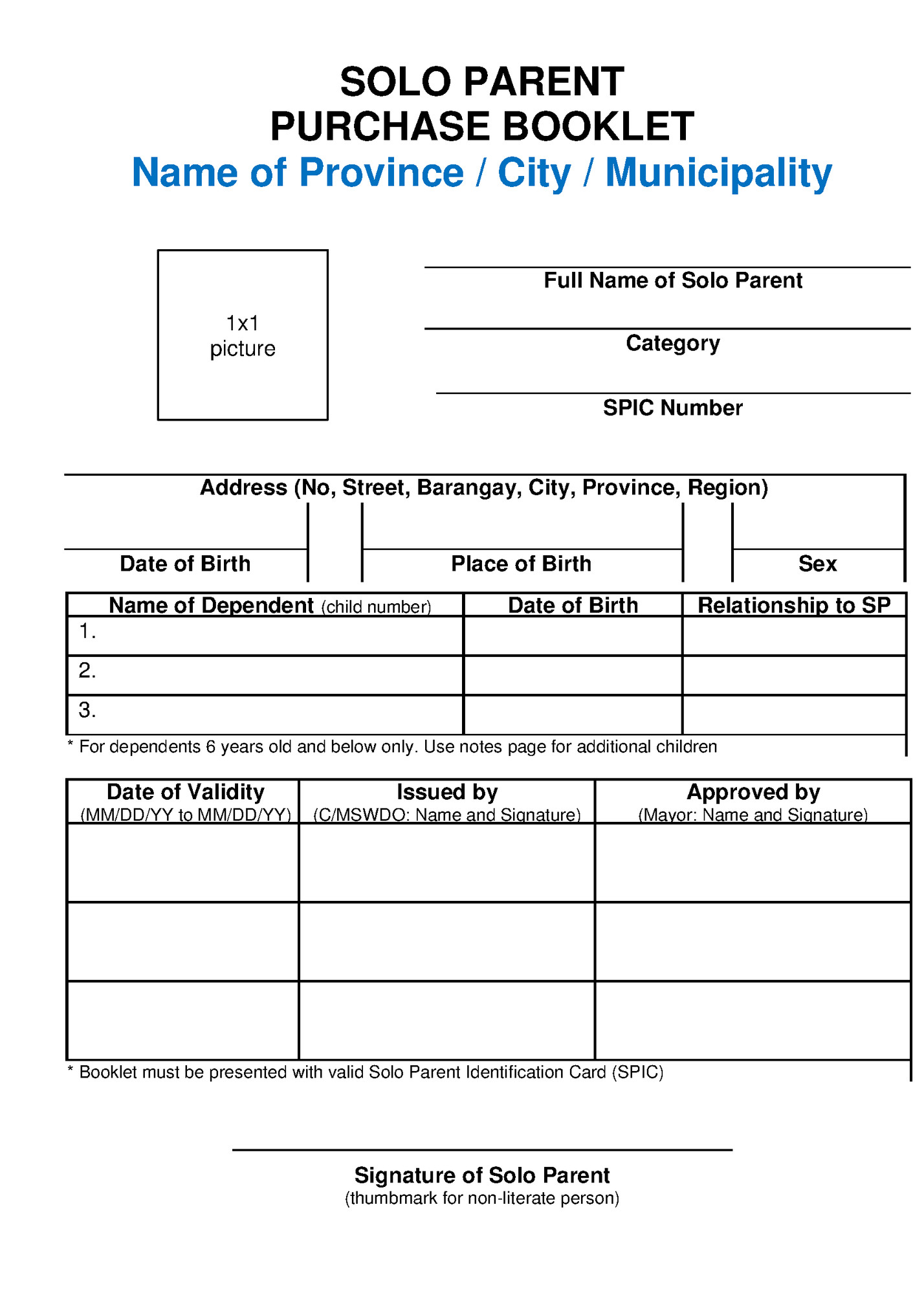 SOLO PARENT SOLO PARENT