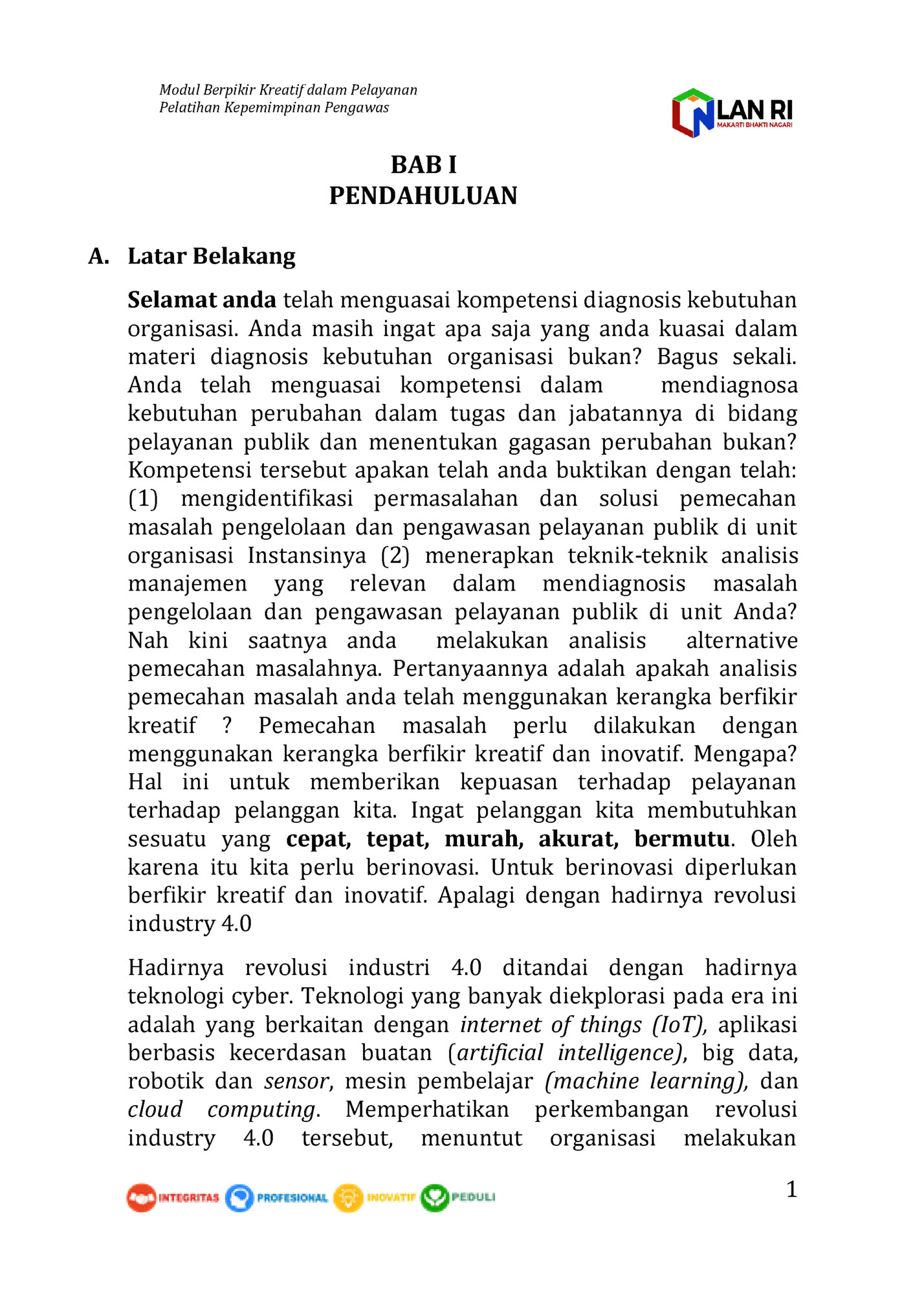 Modul Berpikir Kreatif dalam Pelayanan