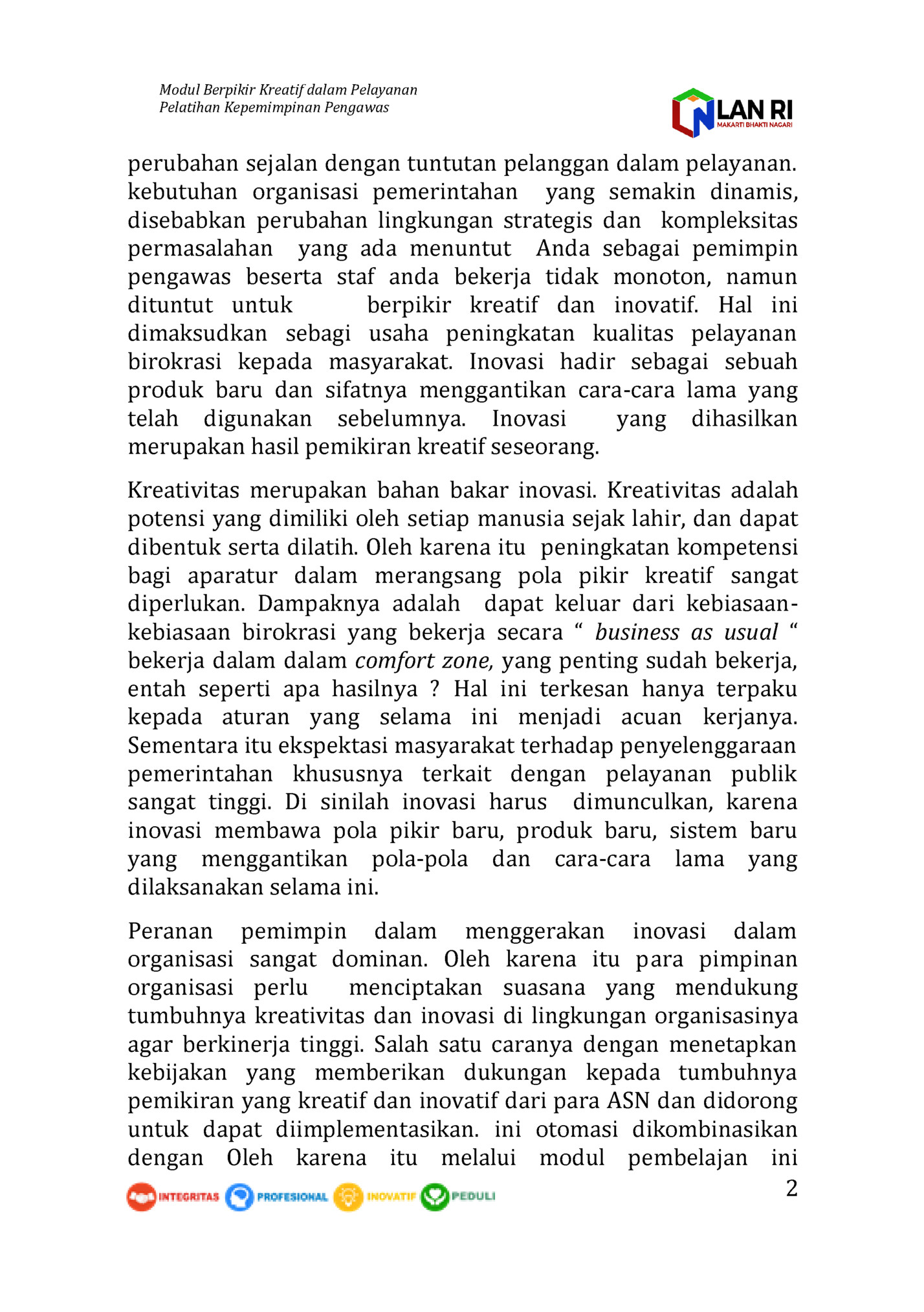 Modul Berpikir Kreatif dalam Pelayanan