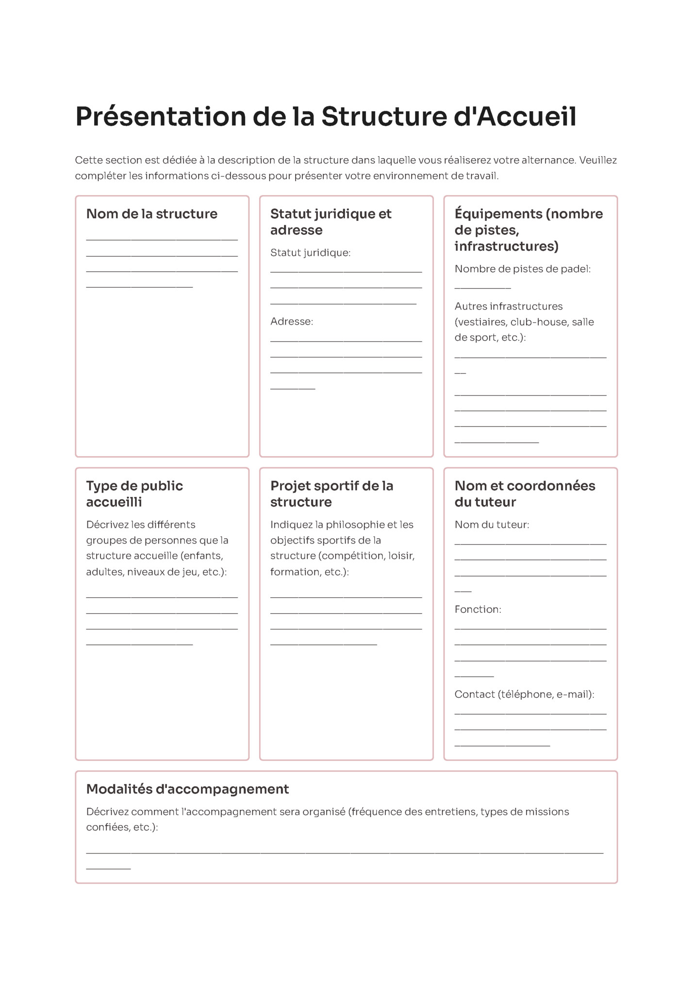 Présentation de la Structure d