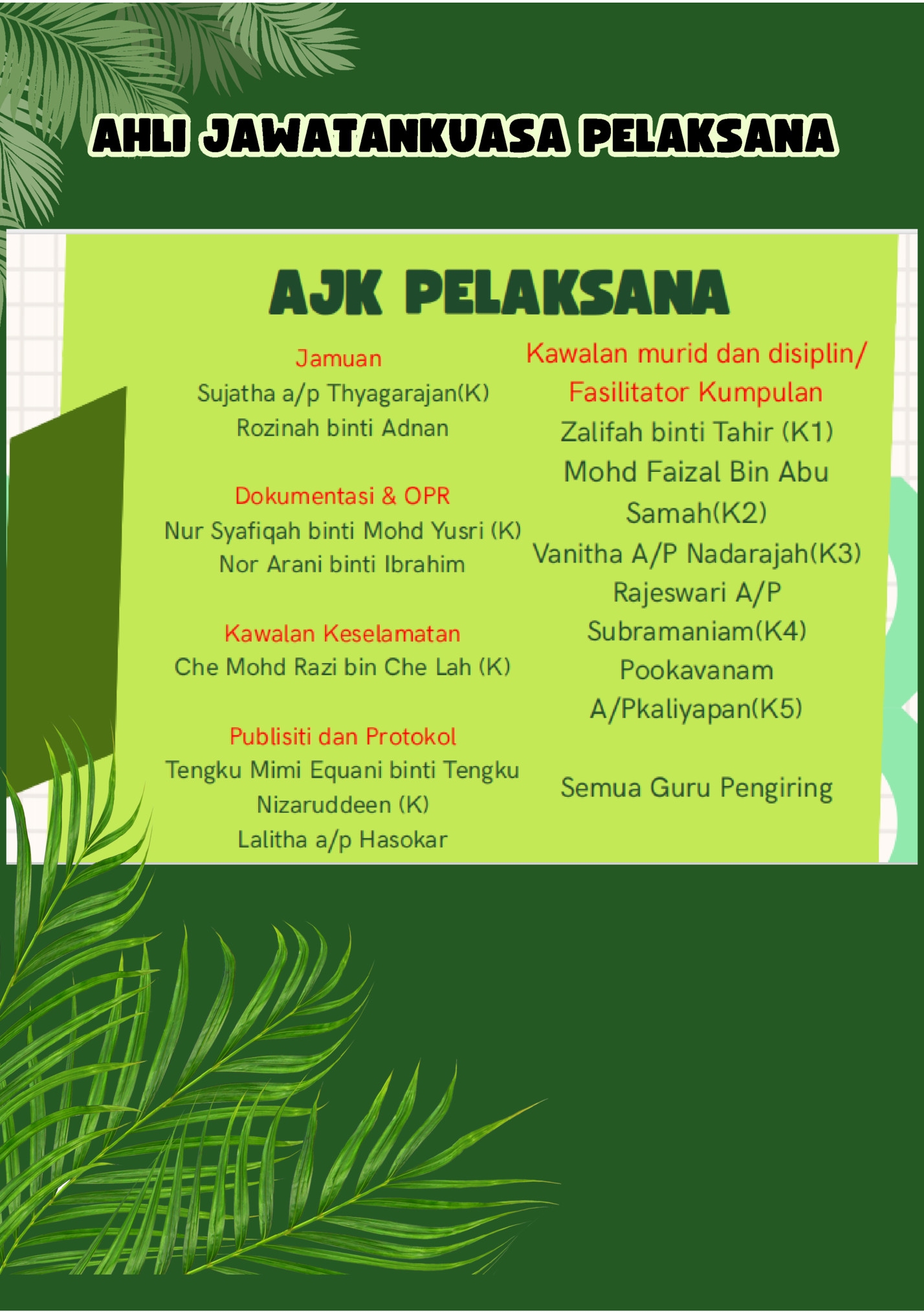AHLI JAWATANKUASA PELAKSANA AHLI JAWATANKUASA PELAKSANA