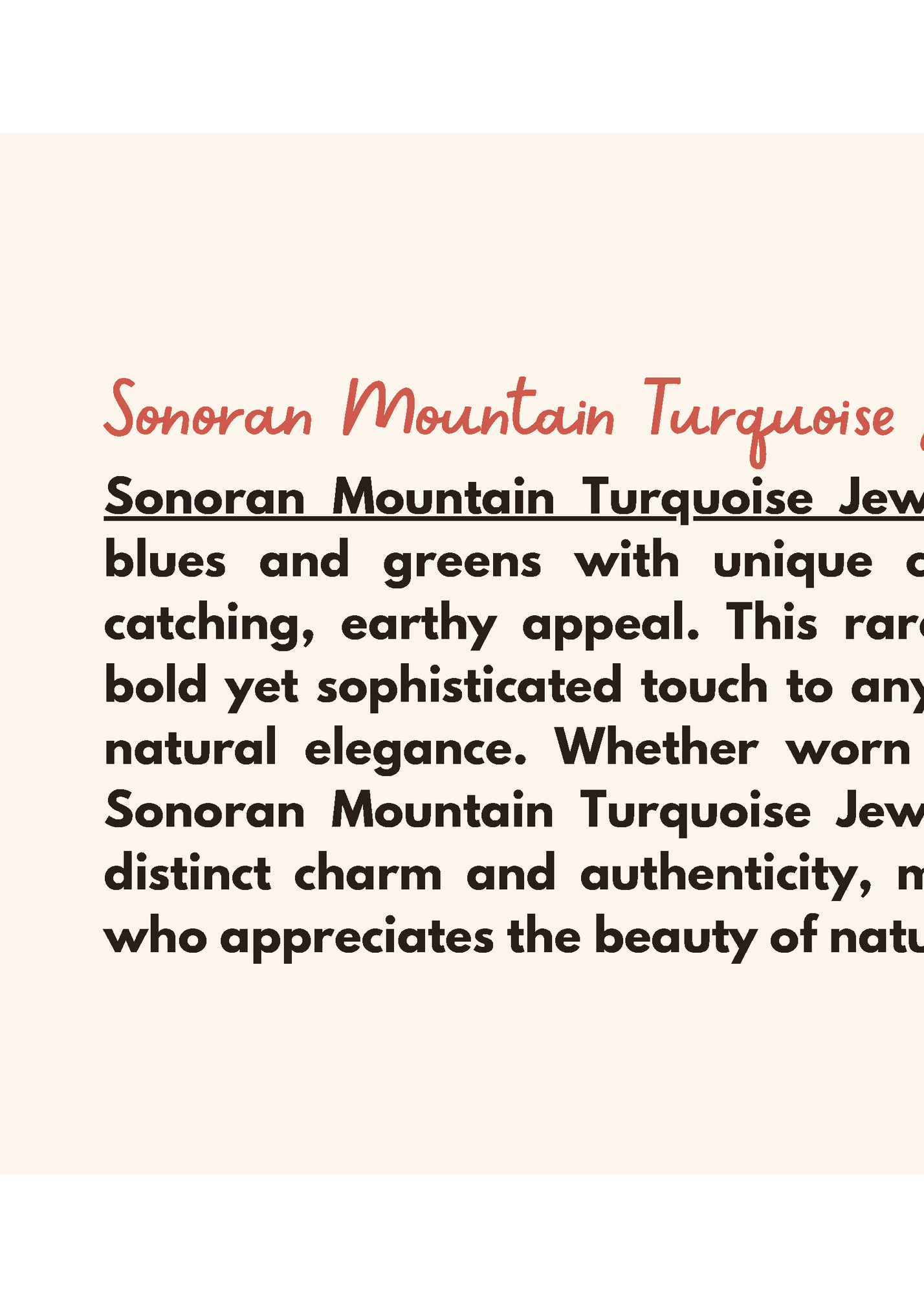 Sonoran Mountain Turquoise Jewelry